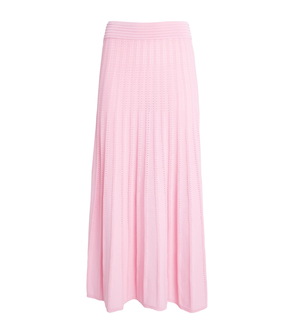 Edeline Lee Womens Pointelle-Knit Dora Midi Skirt Pink