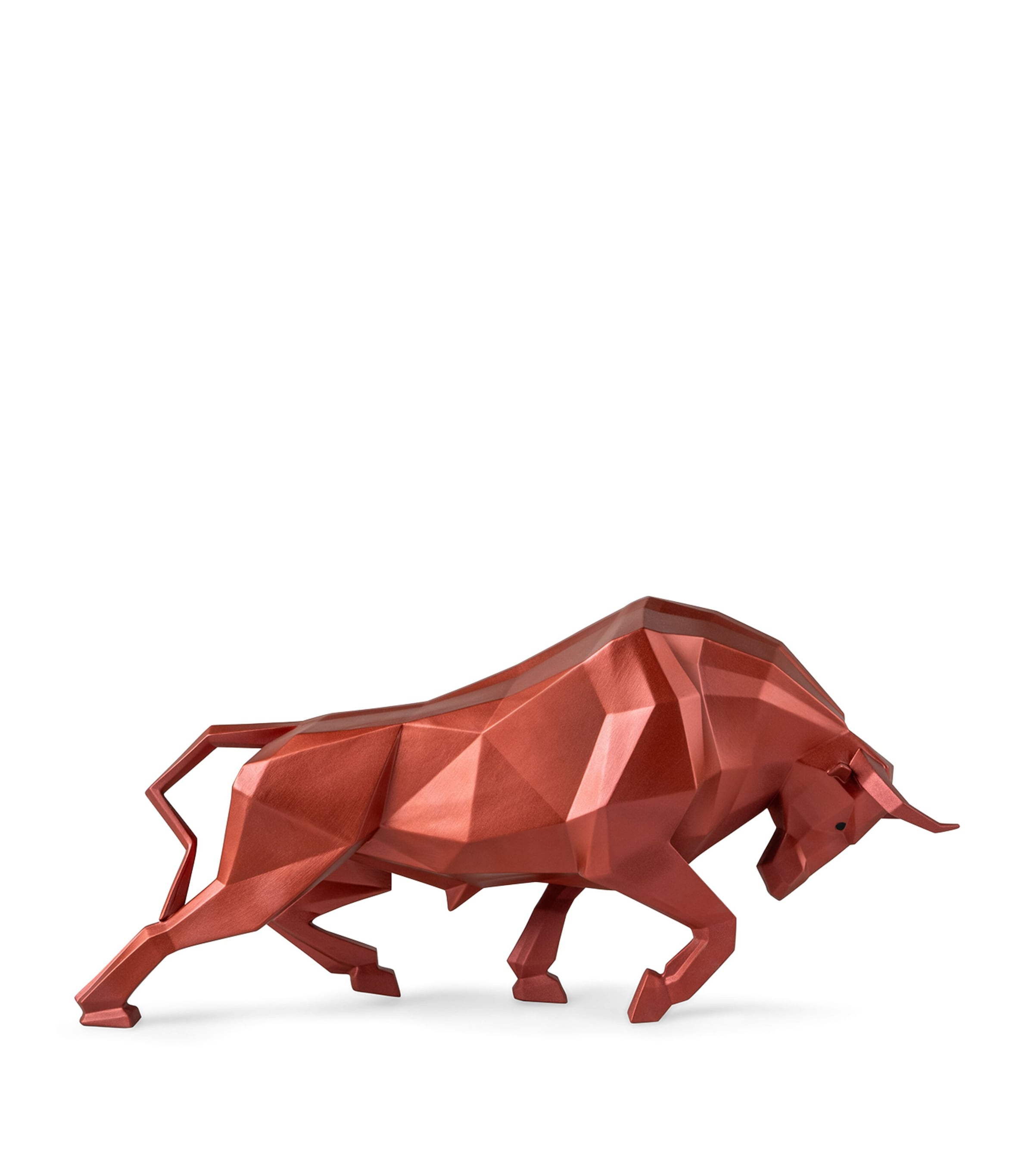 Lladró Porcelain Bull Sculpture Metallic Red