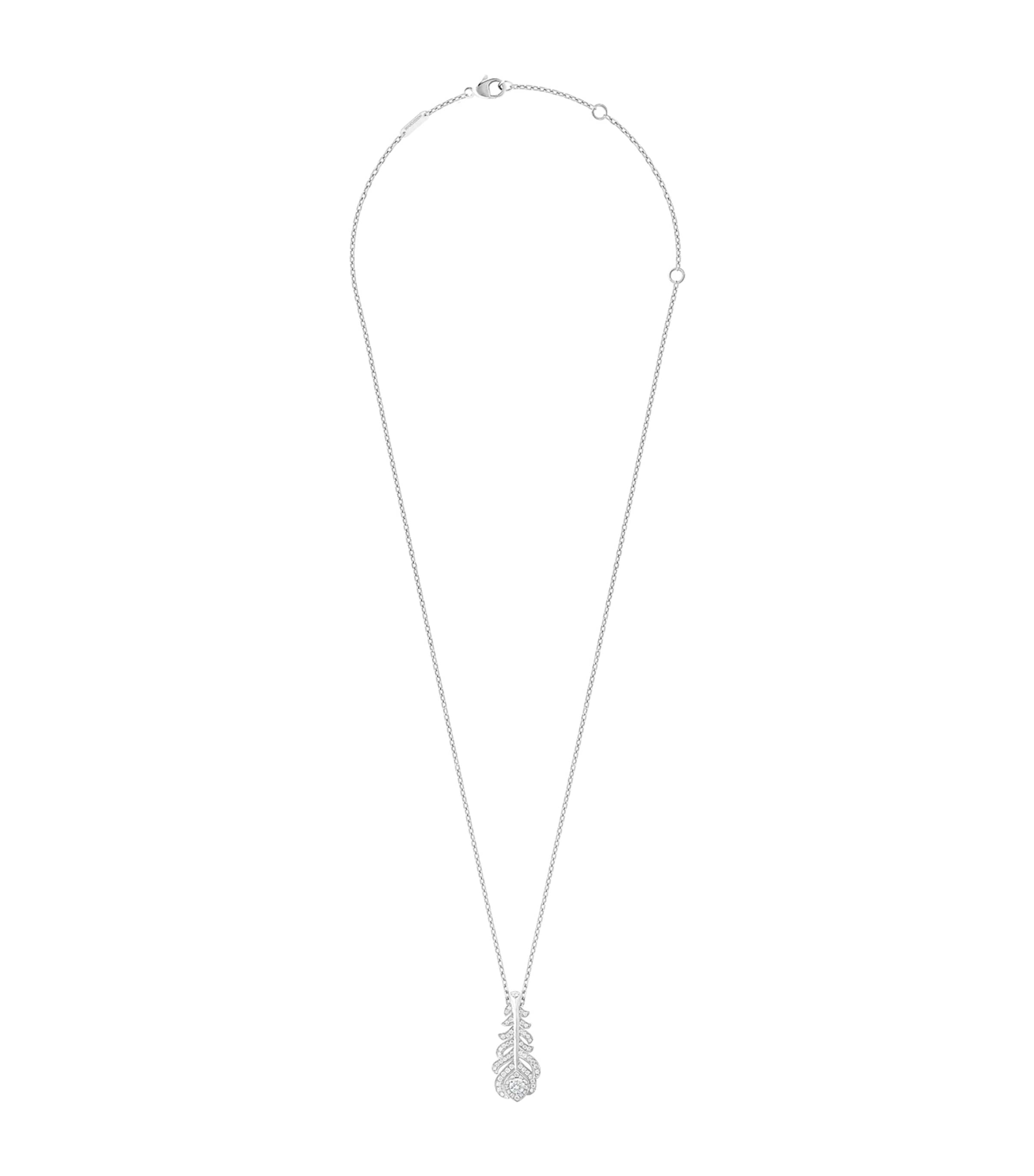 Boucheron XS White Gold and Diamond Plume de Paon Necklace Yellow Gold