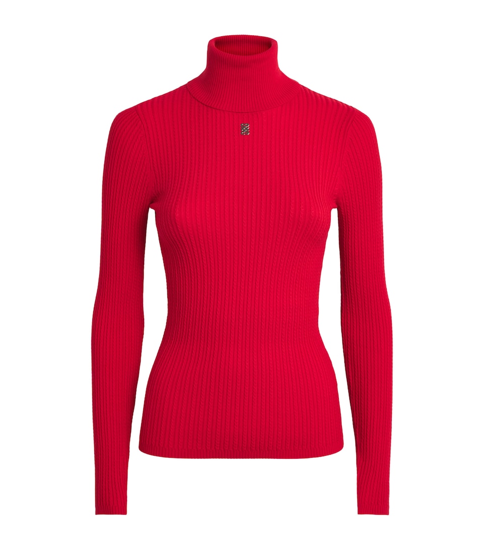 Sandro Paris Womens Cable-Knit Rollneck Sweater Red