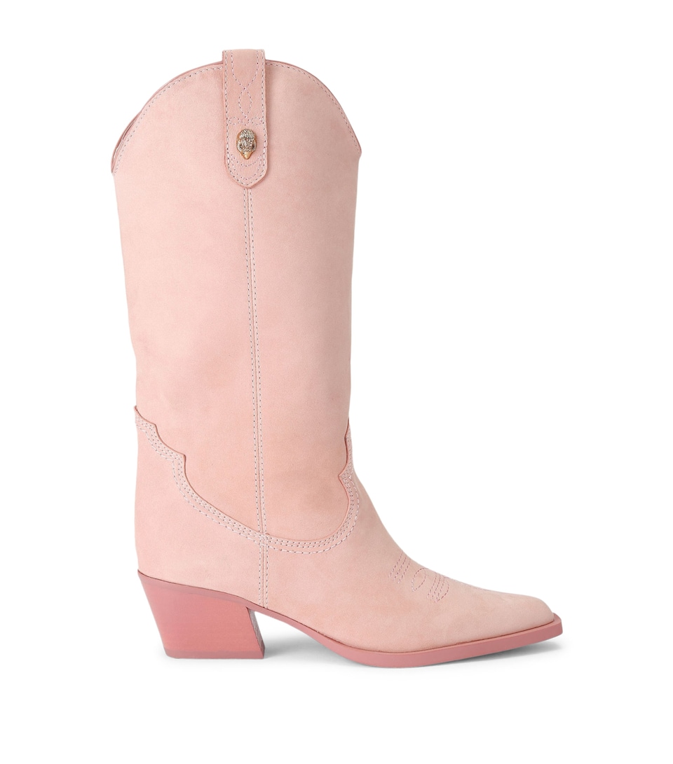Kurt Geiger London Suede Kurt’s Cabana Kiss Cowboy Boots Pale Pink