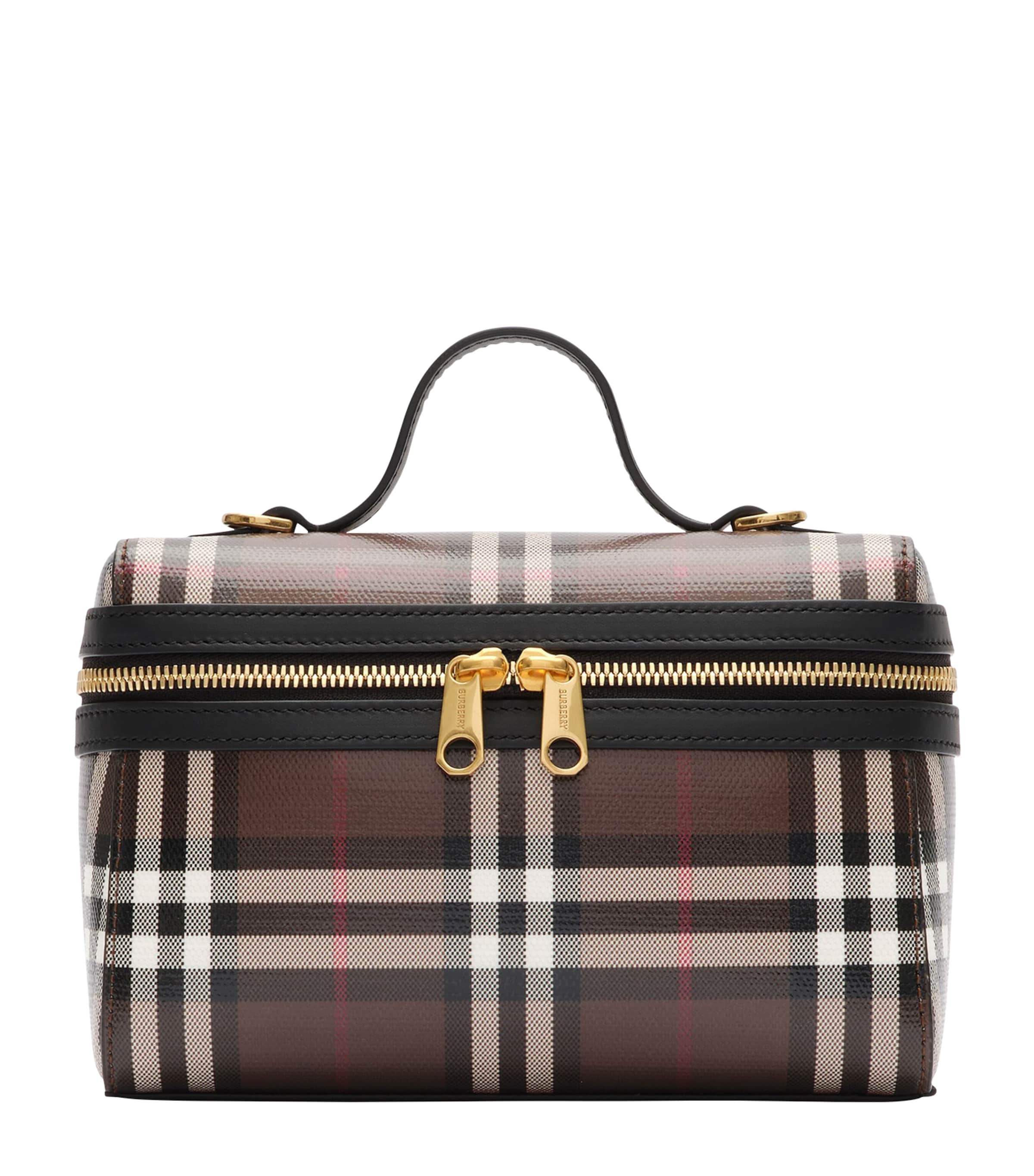 Burberry Check Vanity Bag Chocolate Brown