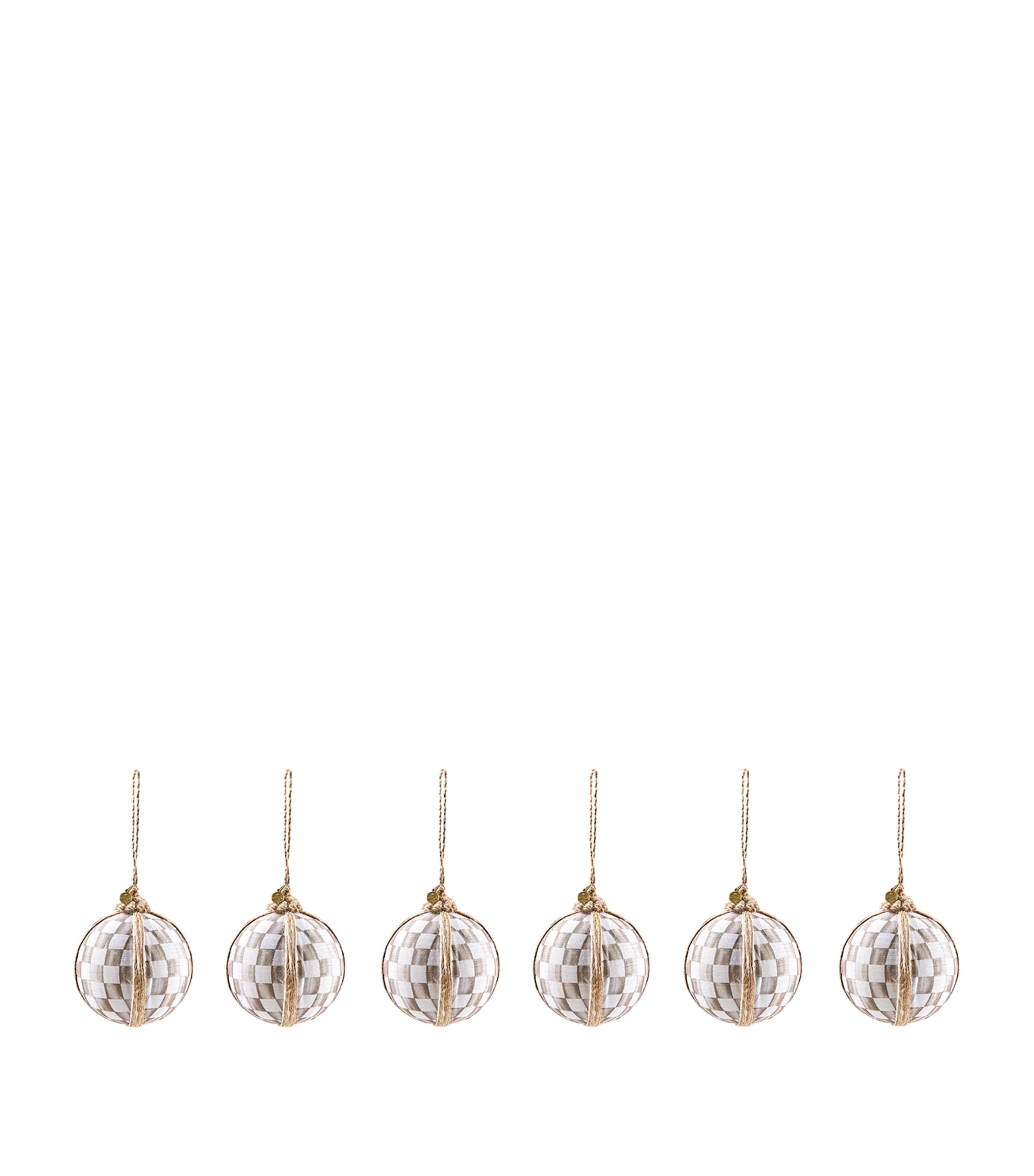 MacKenzie-Childs Check Twine-Trim Buables (Set of 6) Beige