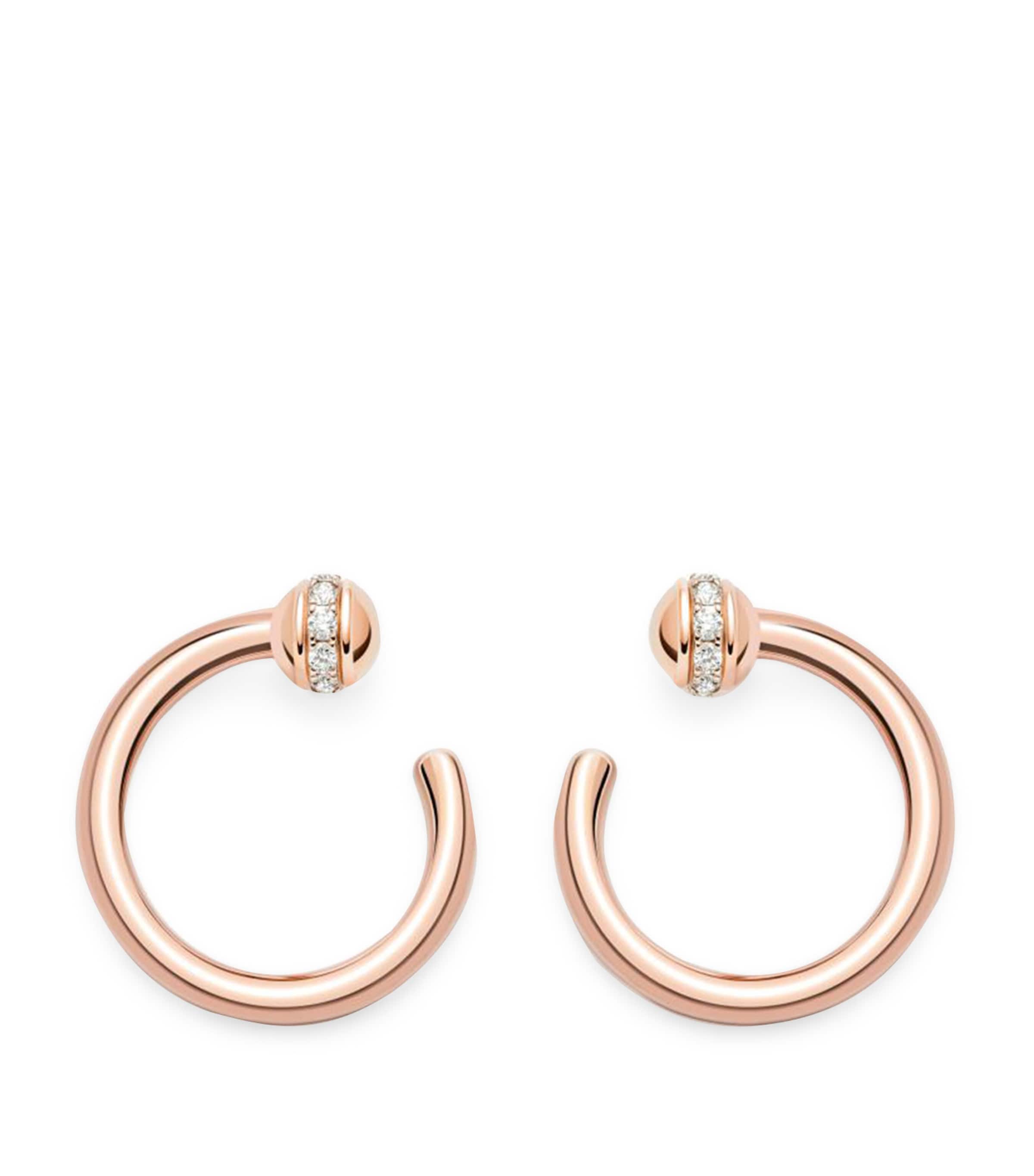 Rose Gold and Diamond Possession Hoop Earrings