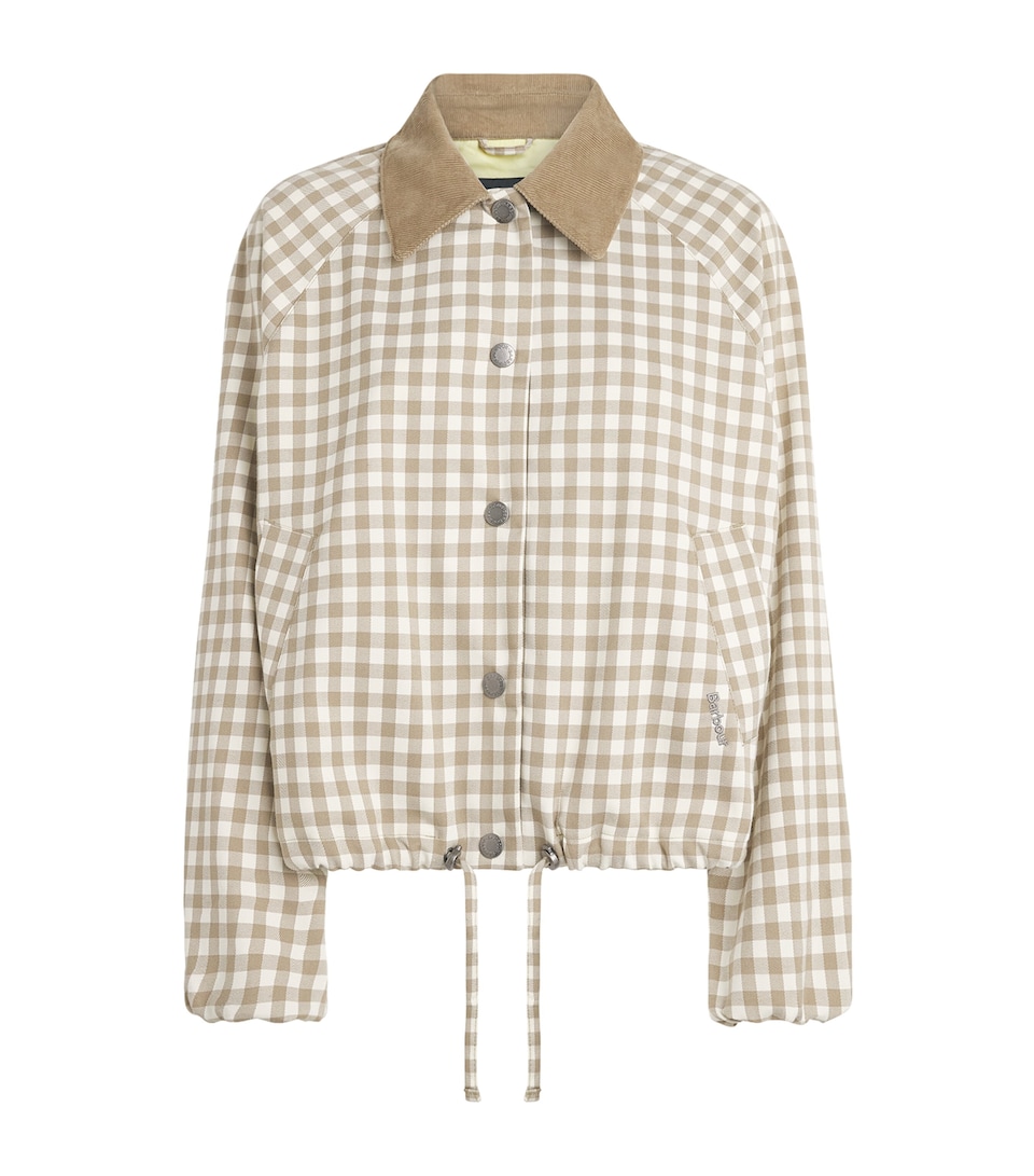 Barbour Womens Gingham Ovingham Jacket Sand Neutral