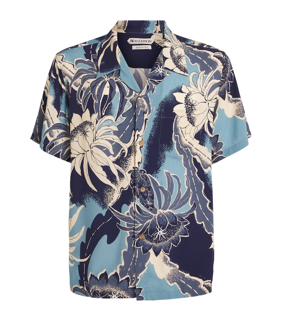JW Anderson Mens Floral Print Shirt Sapphire