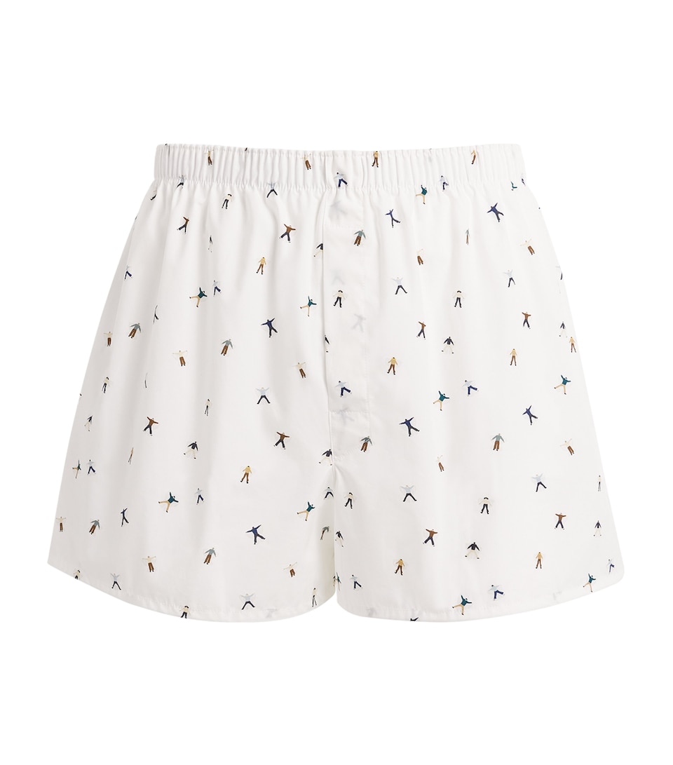 Sunspel Mens Cotton Printed Boxer Shorts Snow Angel Print