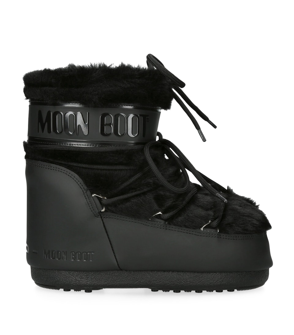 Moon Boot Faux Fur Icon Low Ankle Boots Black