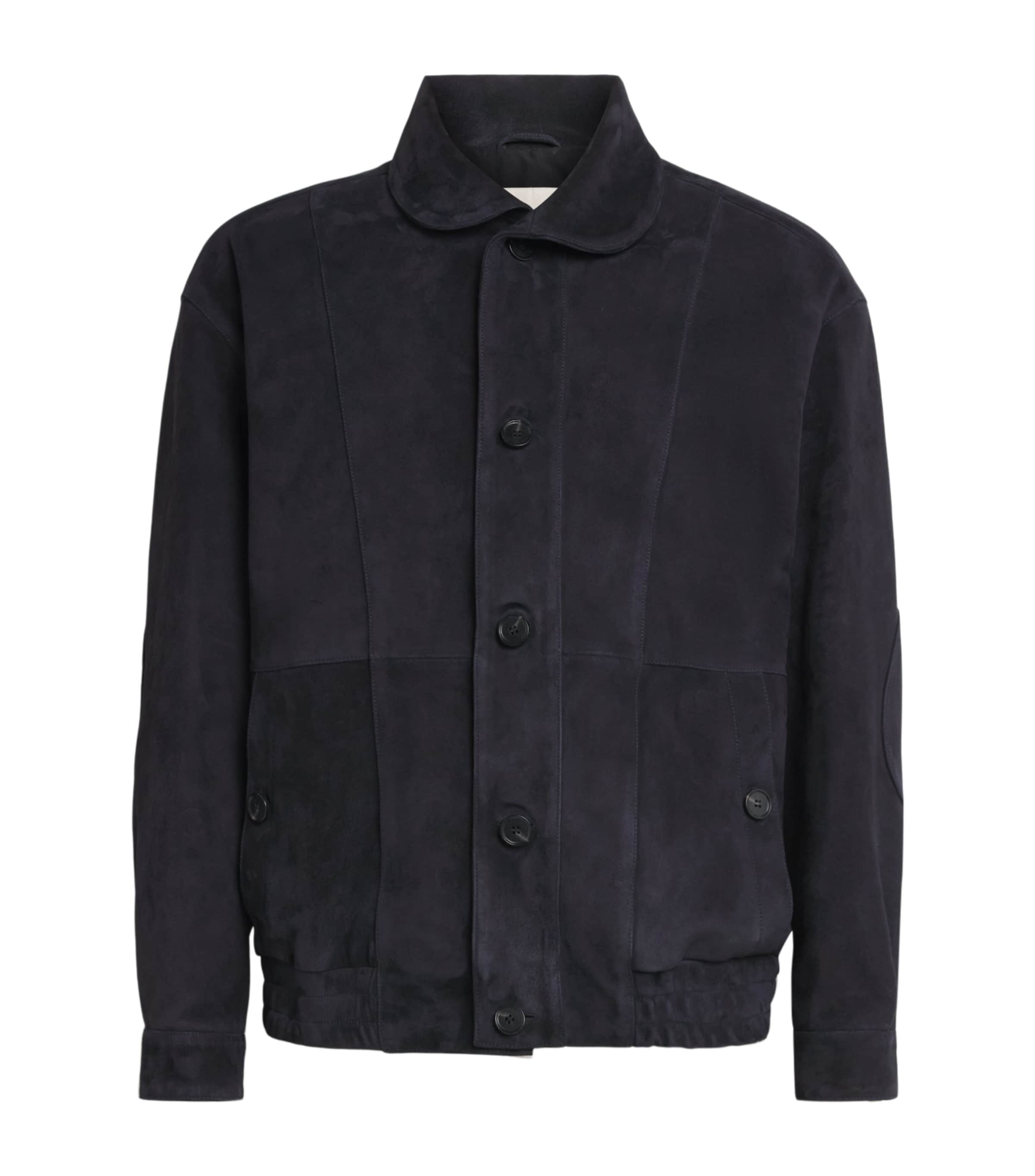 Arma Mens Lamb Suede Plato Jacket Dark Navy