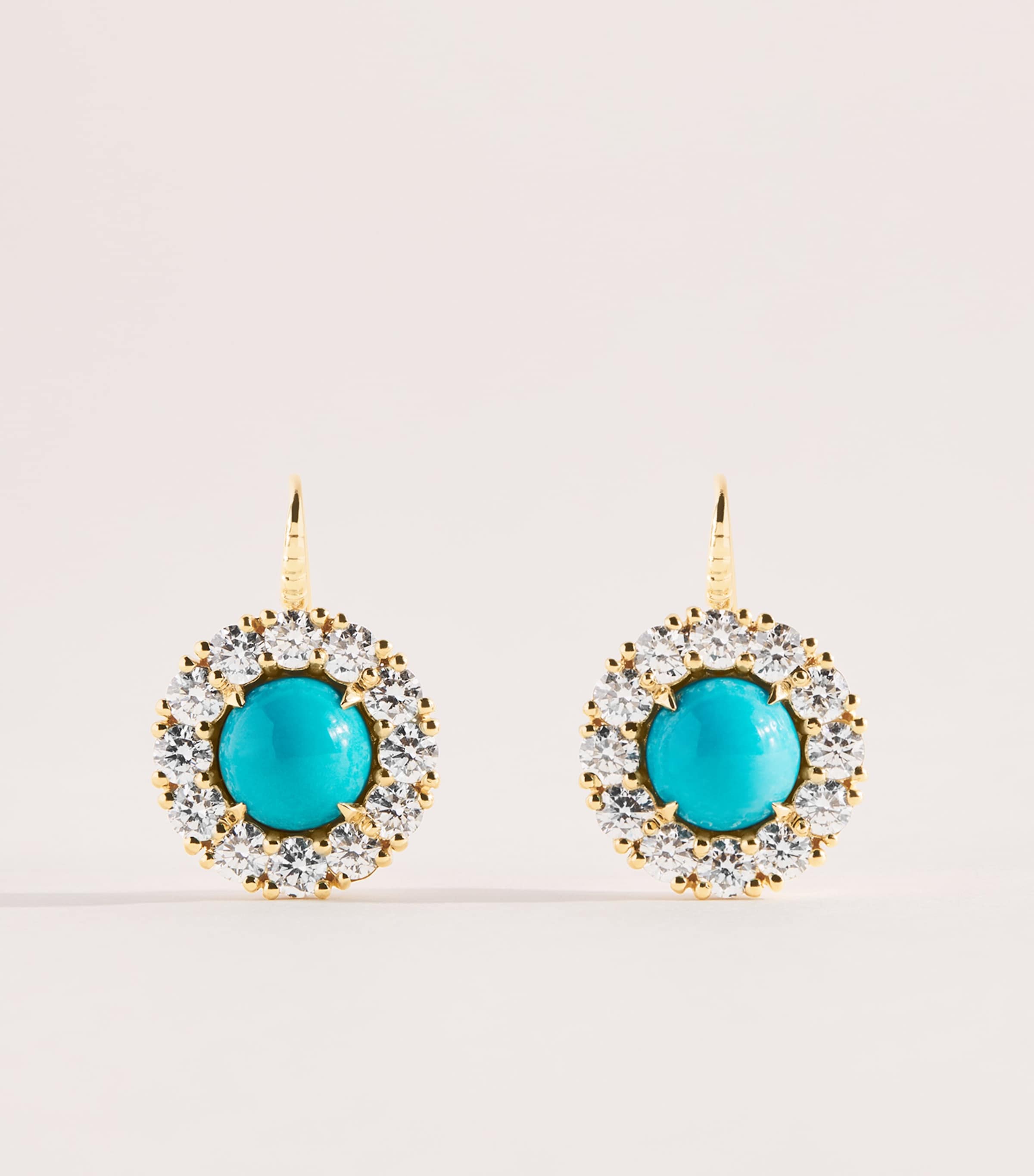 Retrouvaí Yellow Gold, Diamond and Turquoise Earrings Yellow Gold