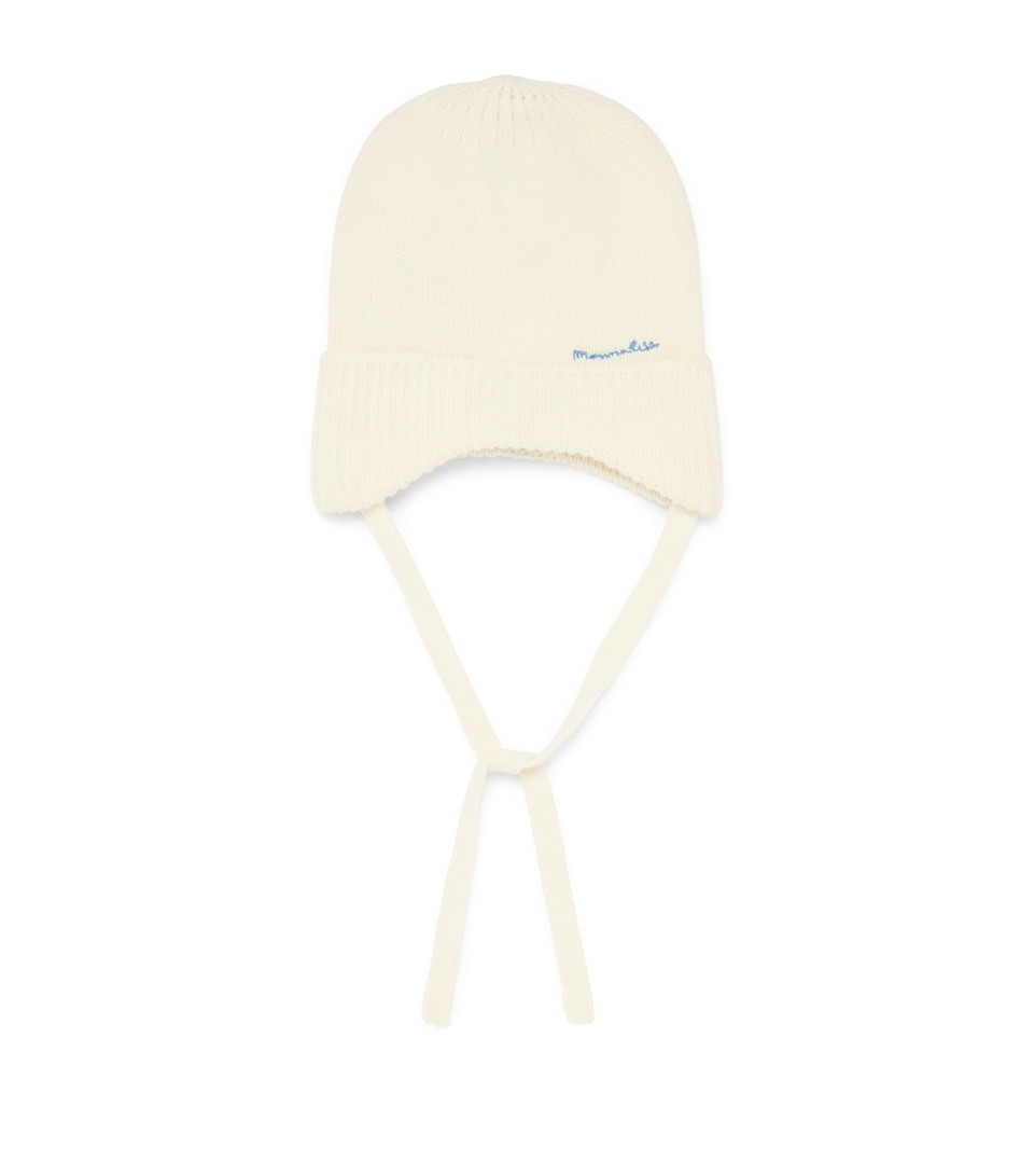 Monnalisa Wool-Blend Logo Hat Panna