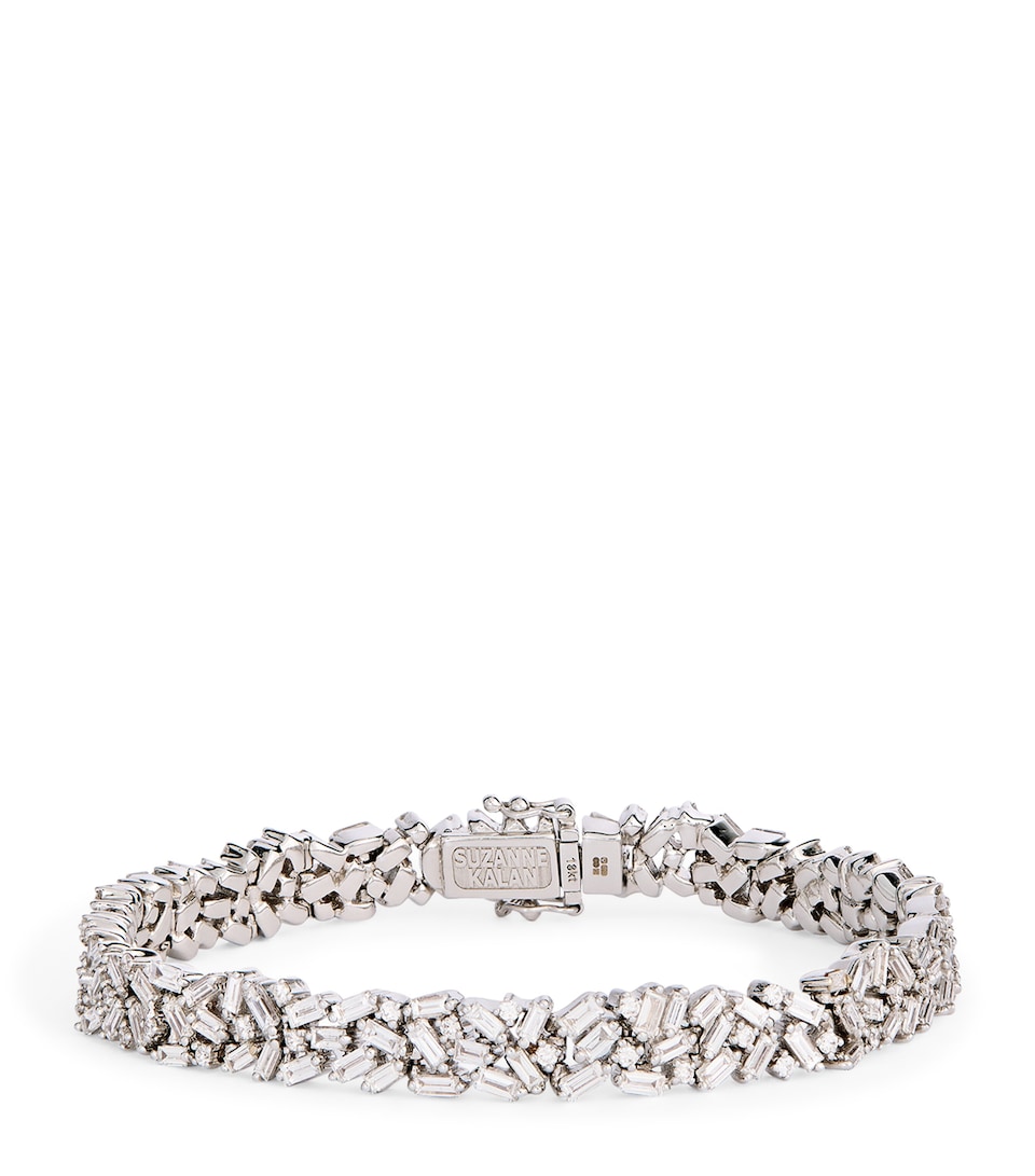 White Gold and Diamond Fireworks Three-Row Tennis Bracelet
