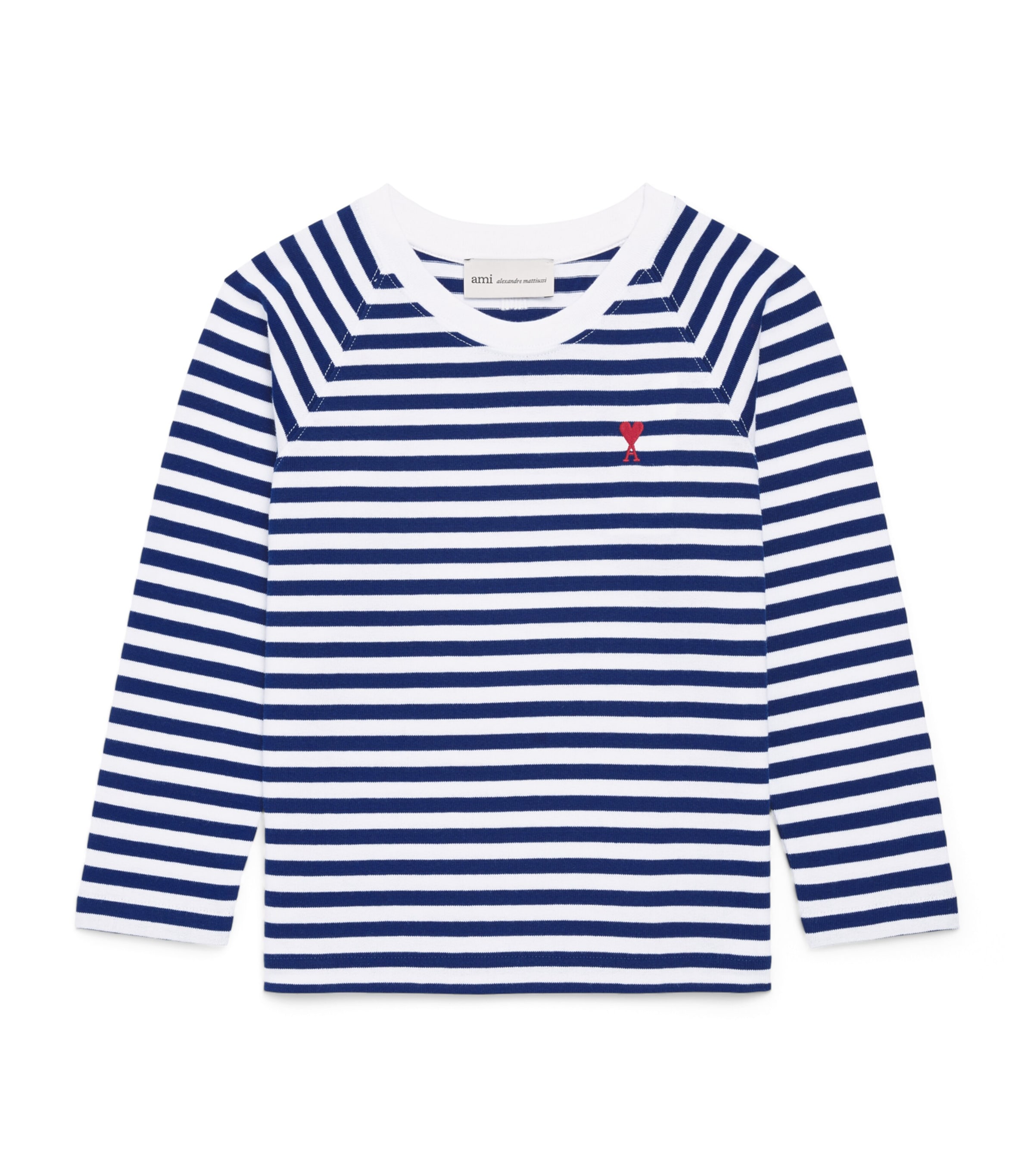 AMI Paris Cotton Stripe Long-Sleeve T-Shirt (4-12 Years) : Bleu Roi/ Blanc