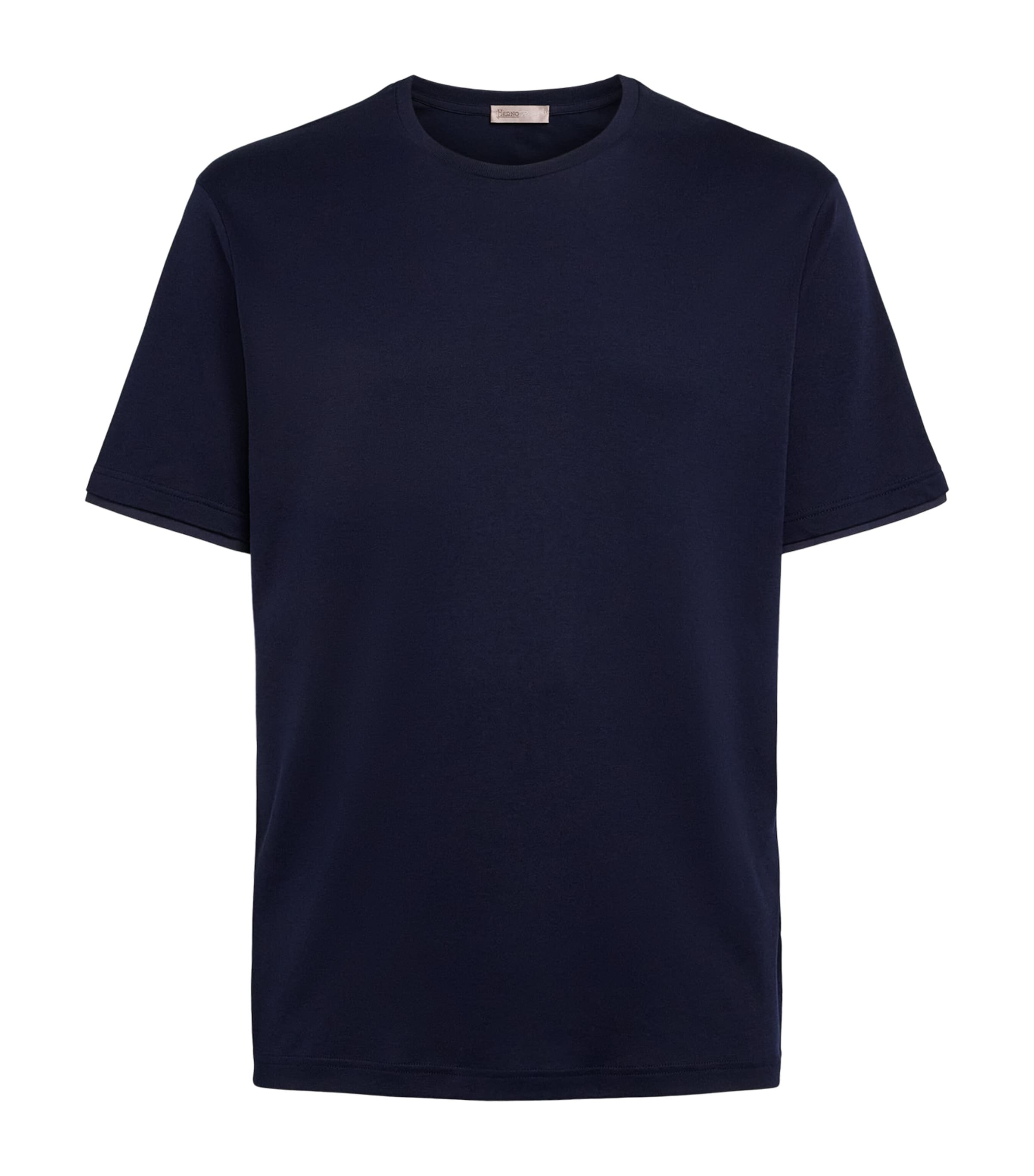 Herno Mens Cotton Layered T-Shirt Blue