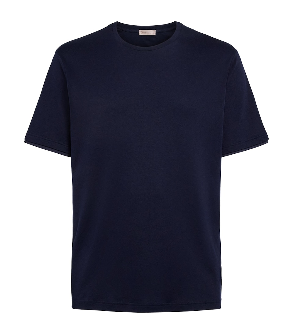 Herno Mens Cotton Layered T-Shirt Blue