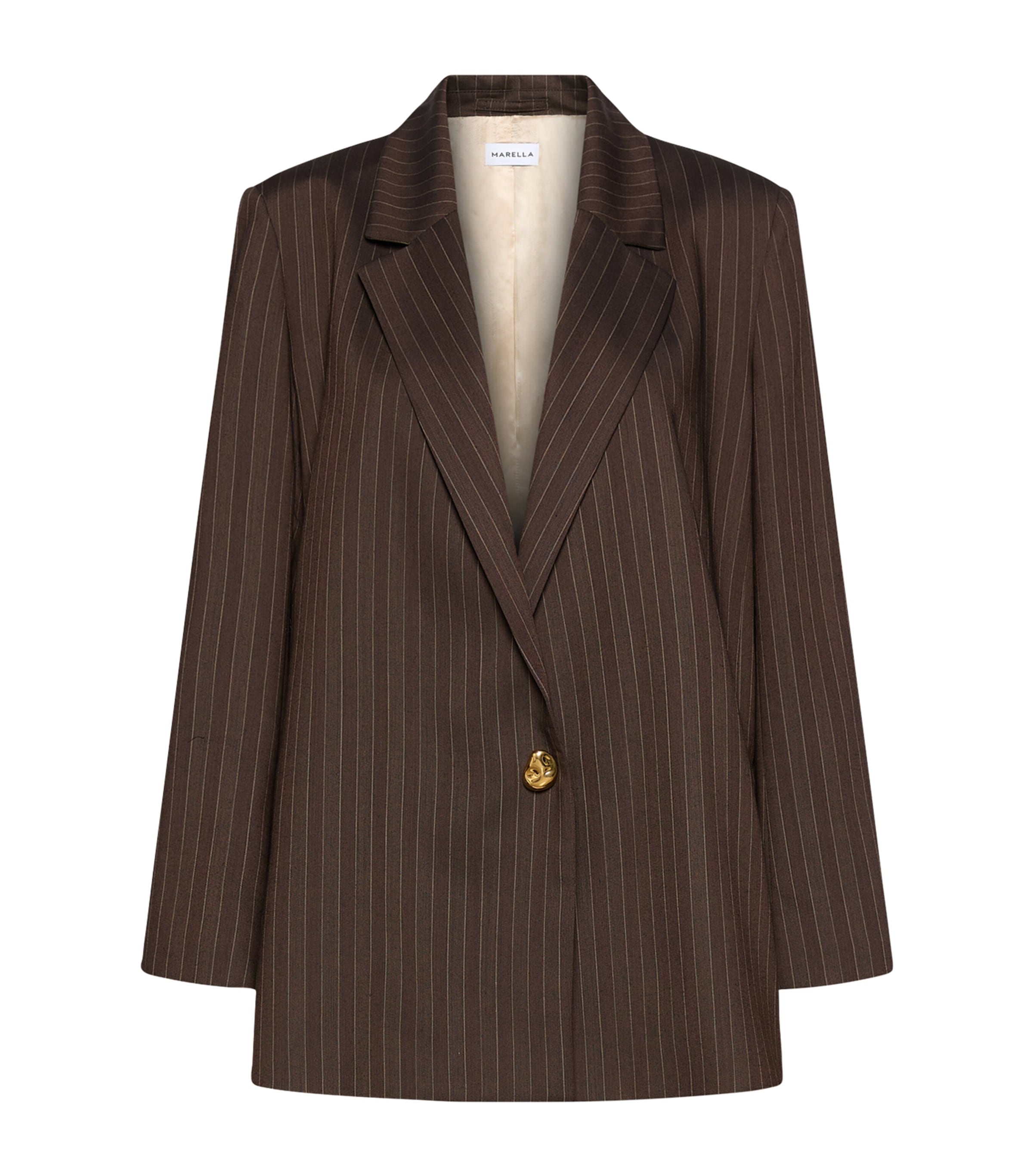 Marella Womens Virgin Wool-Blend Blazer Brown