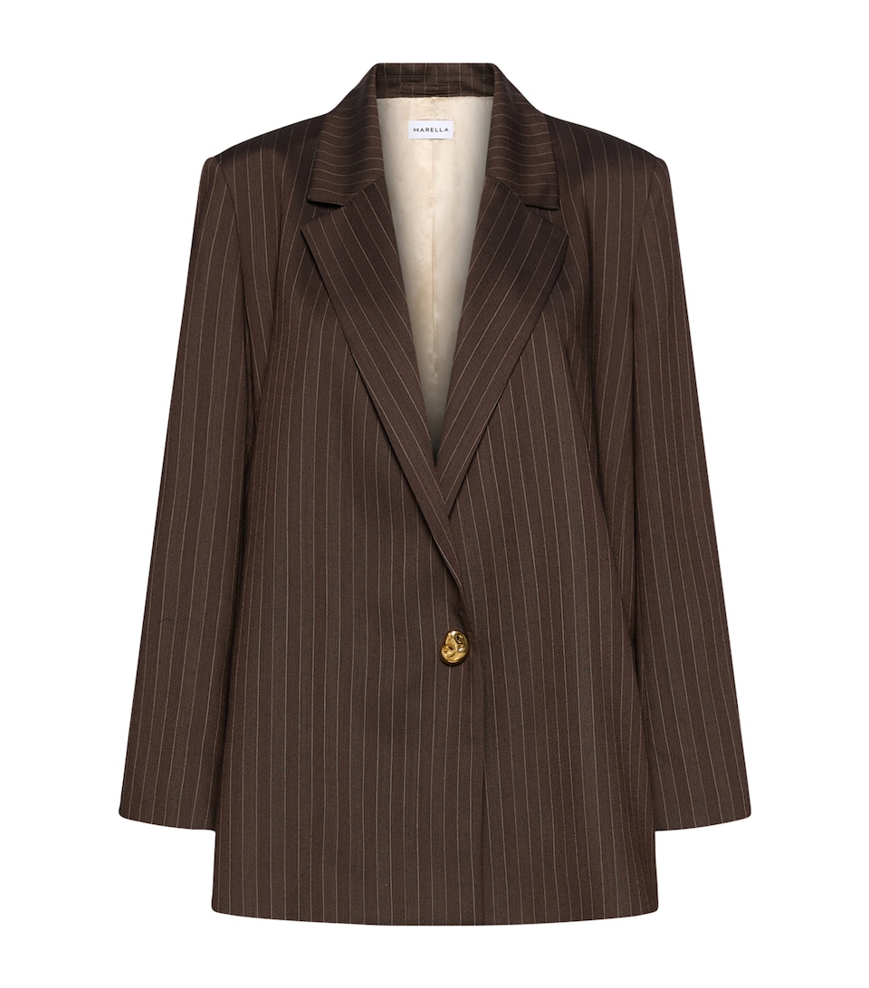 Marella Womens Virgin Wool-Blend Blazer Brown