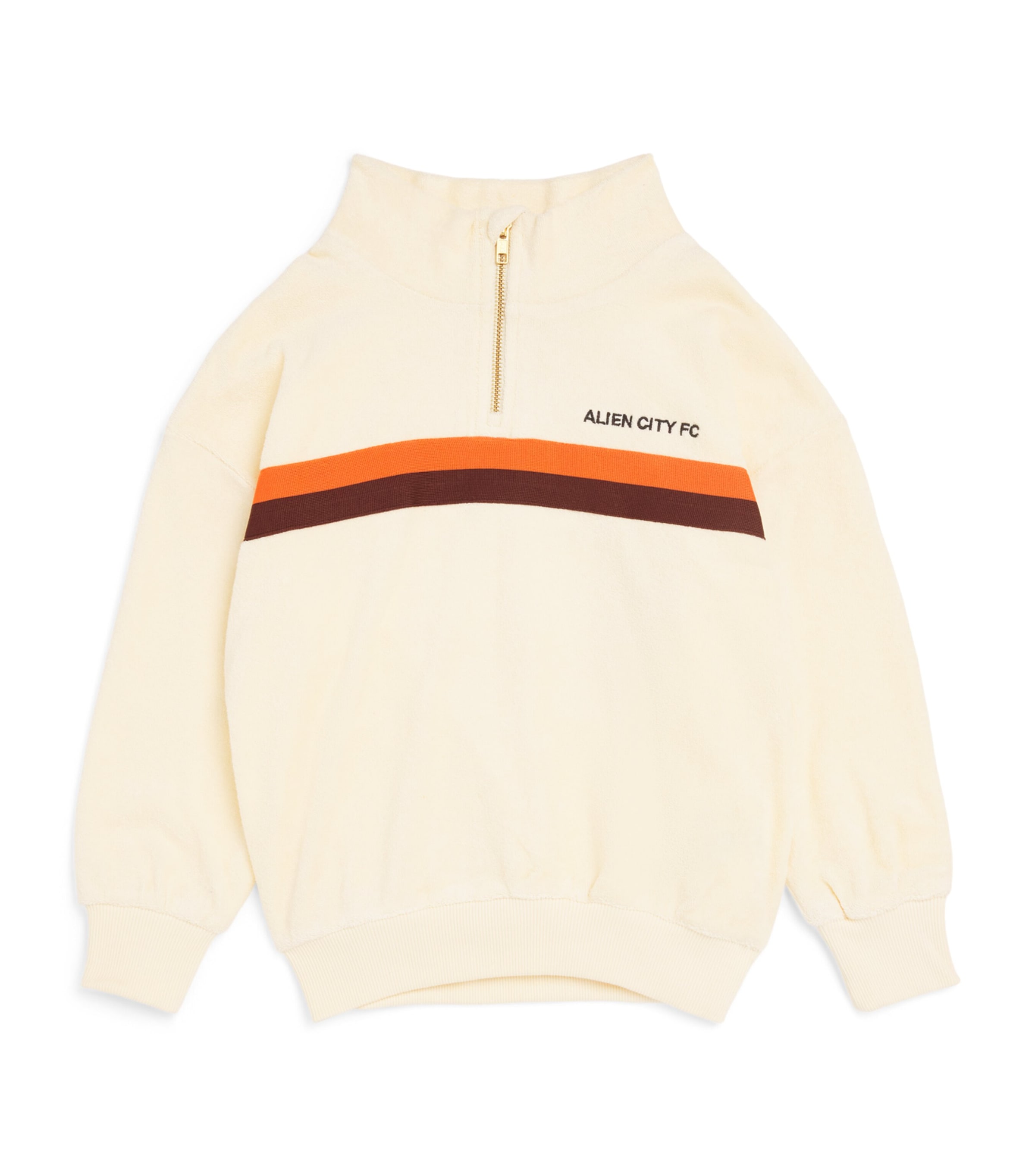Mini Rodini Organic Cotton Alien City FC Sweatshirt (3-11 Years) Off White