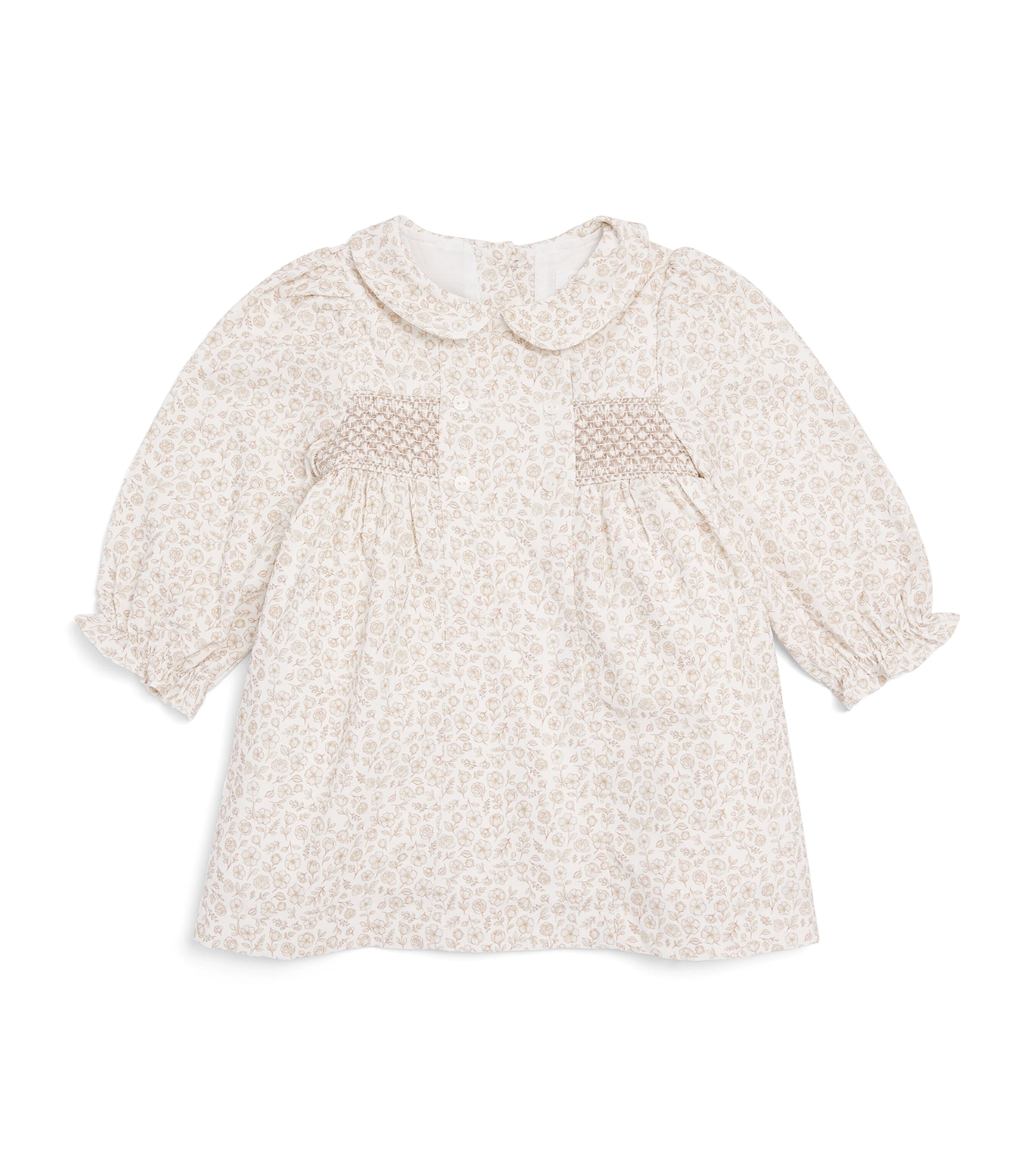 Patachou Cotton Printed Dress (0-24 Months) Beige Flwrs