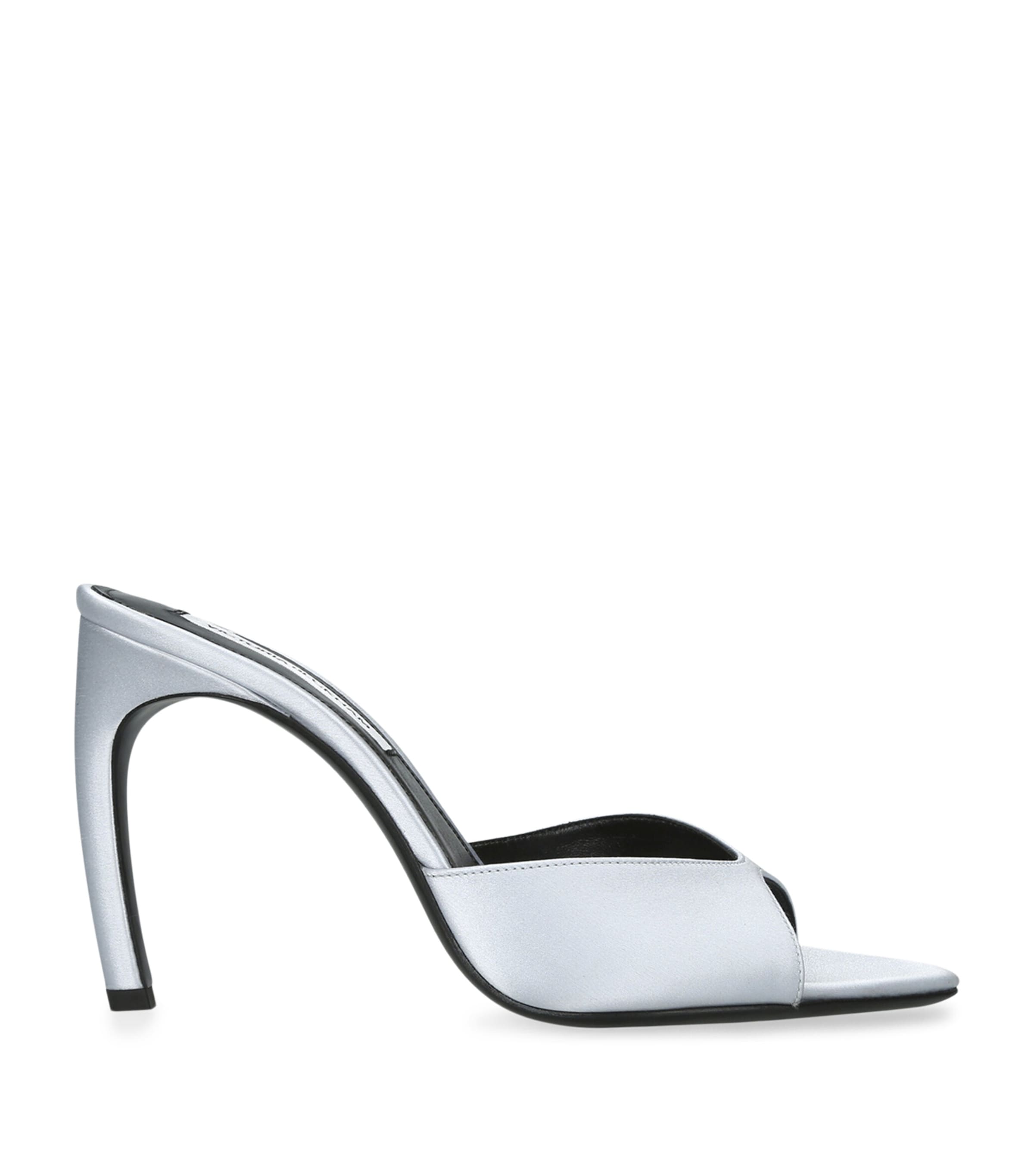 Victoria Beckham Satin Harlow  Heeled Mules 100 Silver