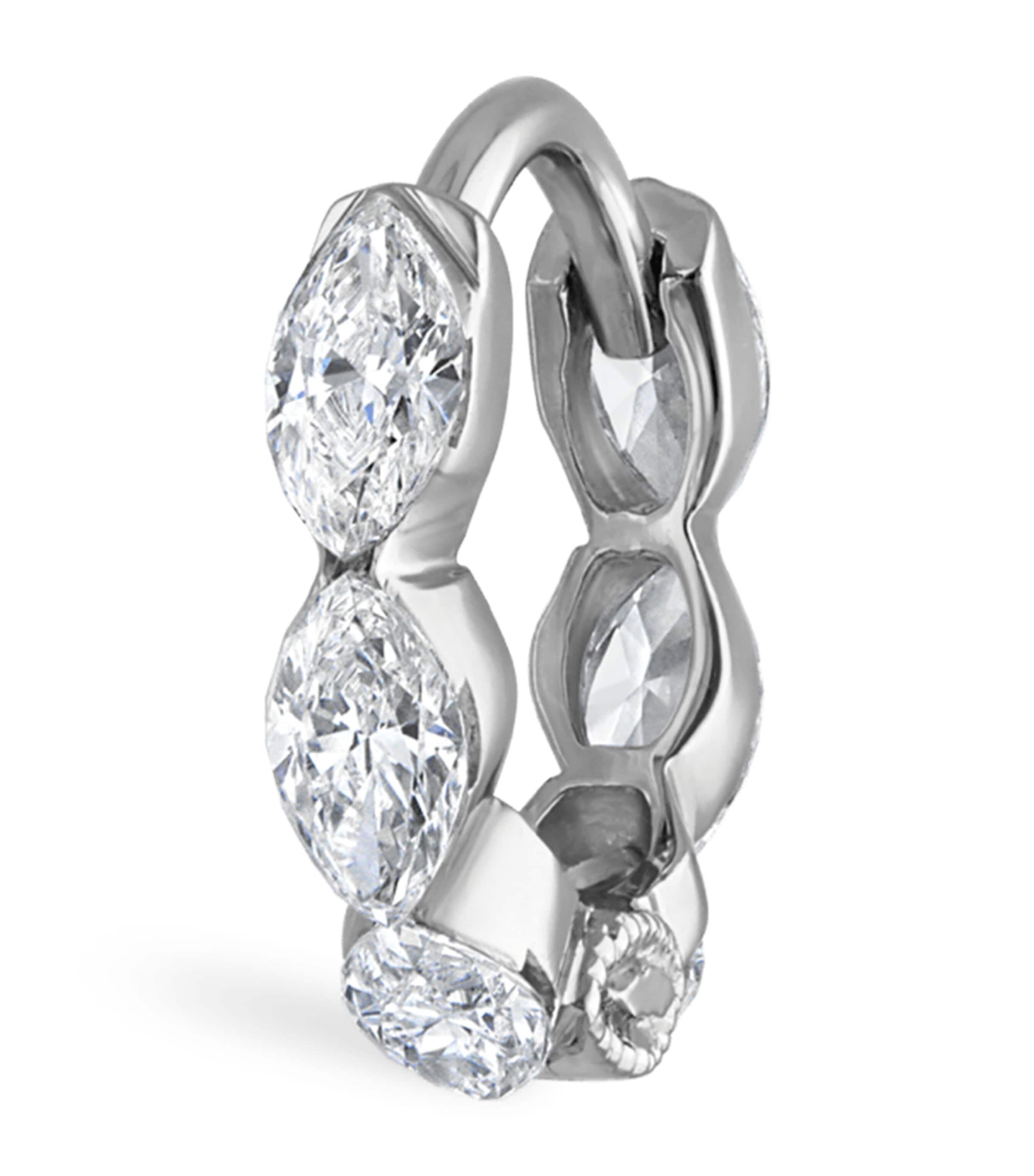 Maria Tash Invisible Set Diamond Marquise Eternity Single Hoop Earring (6.5mm) White Gold