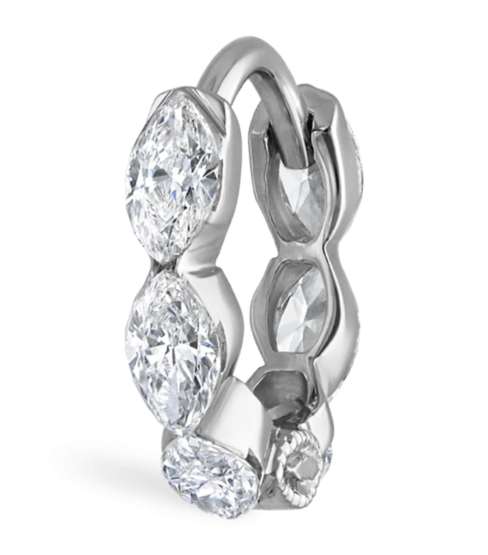 Maria Tash Invisible Set Diamond Marquise Eternity Single Hoop Earring (6.5mm) White Gold