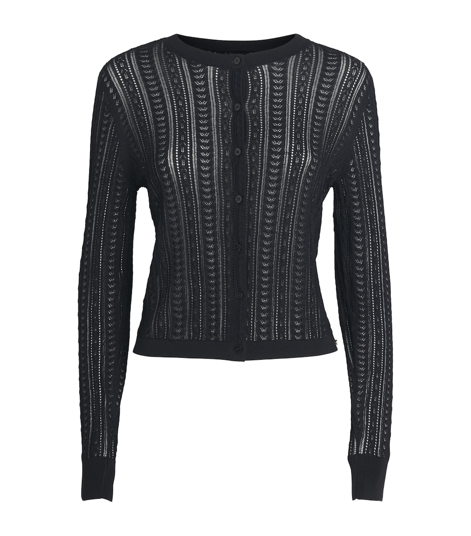 ANINE BING Womens Open-Knit Moni Cardigan Black