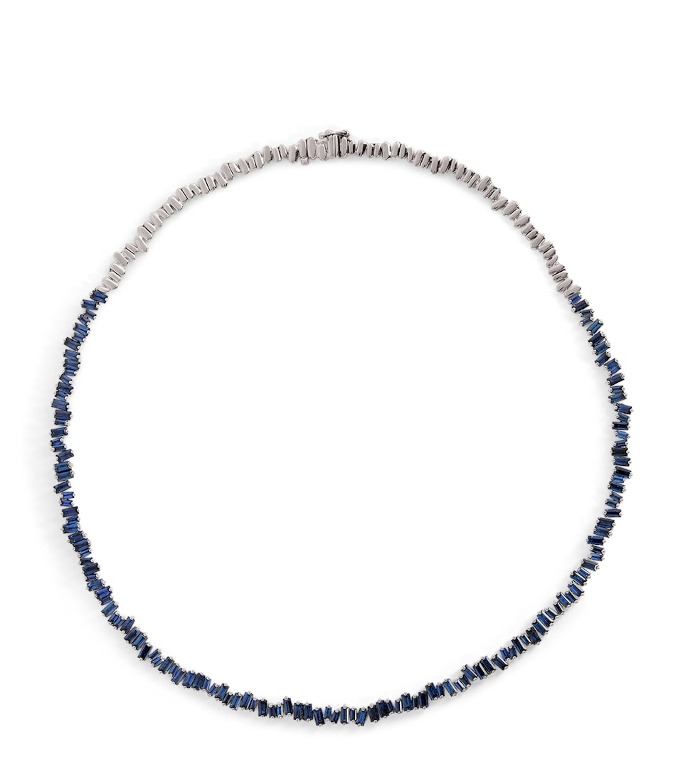 White Gold and Sapphire Tennis Necklace