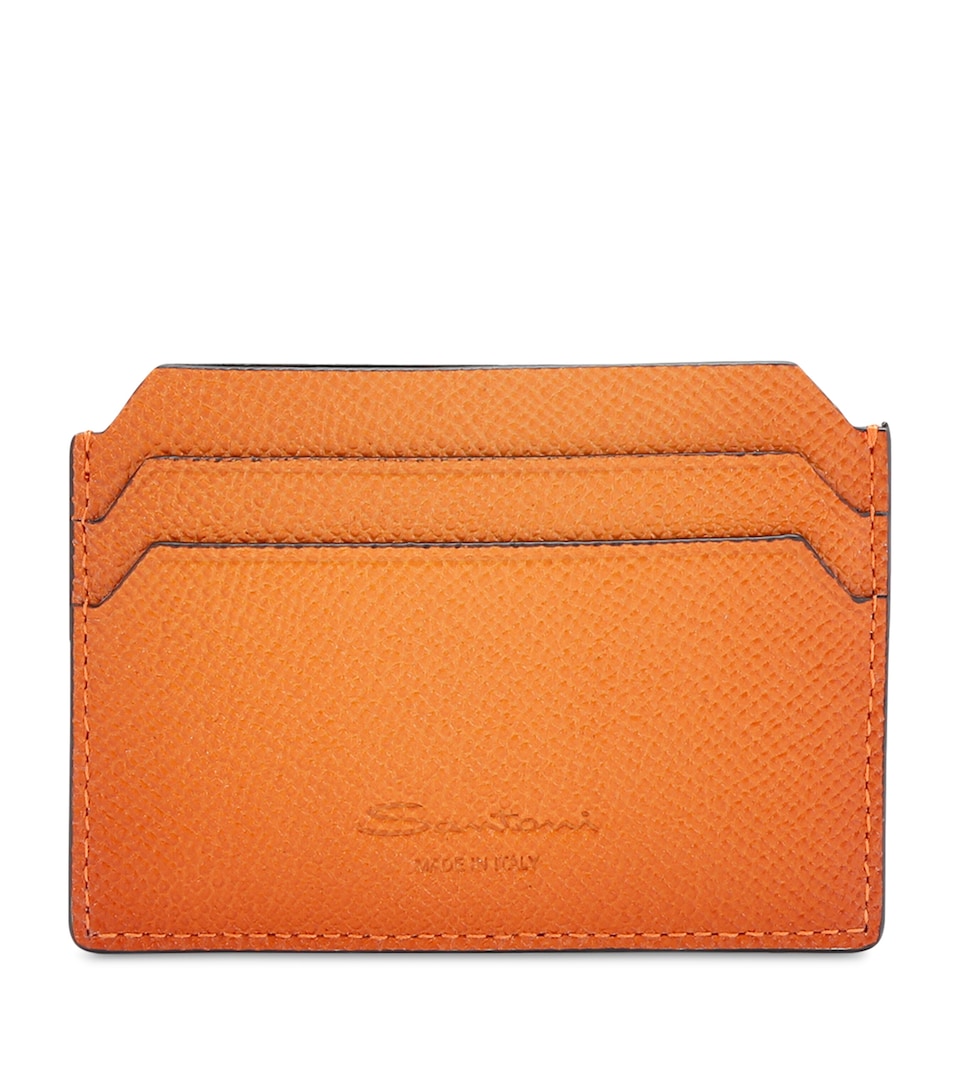 Santoni Leather Card Holder Orange