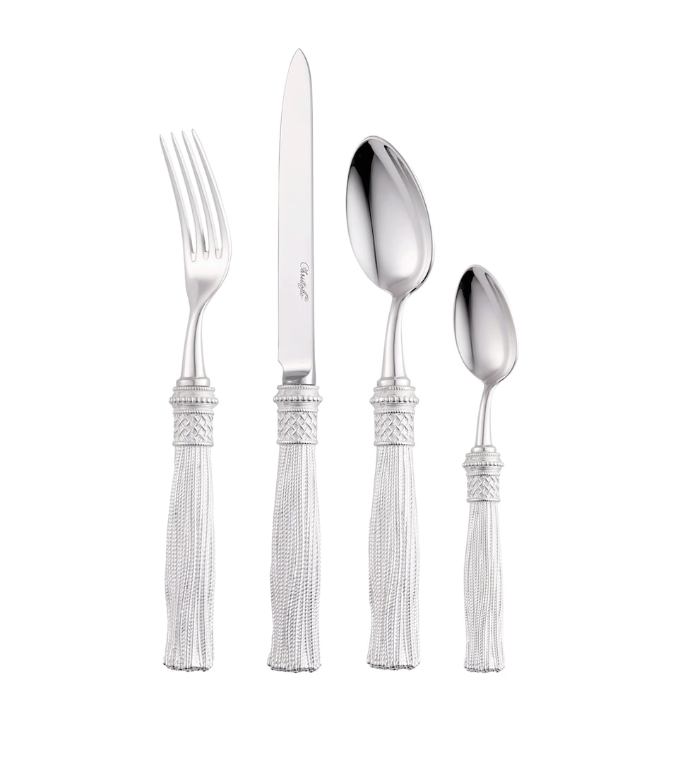 Christofle Pompon Silver-Plated 4-Piece Cutlery Set Silver