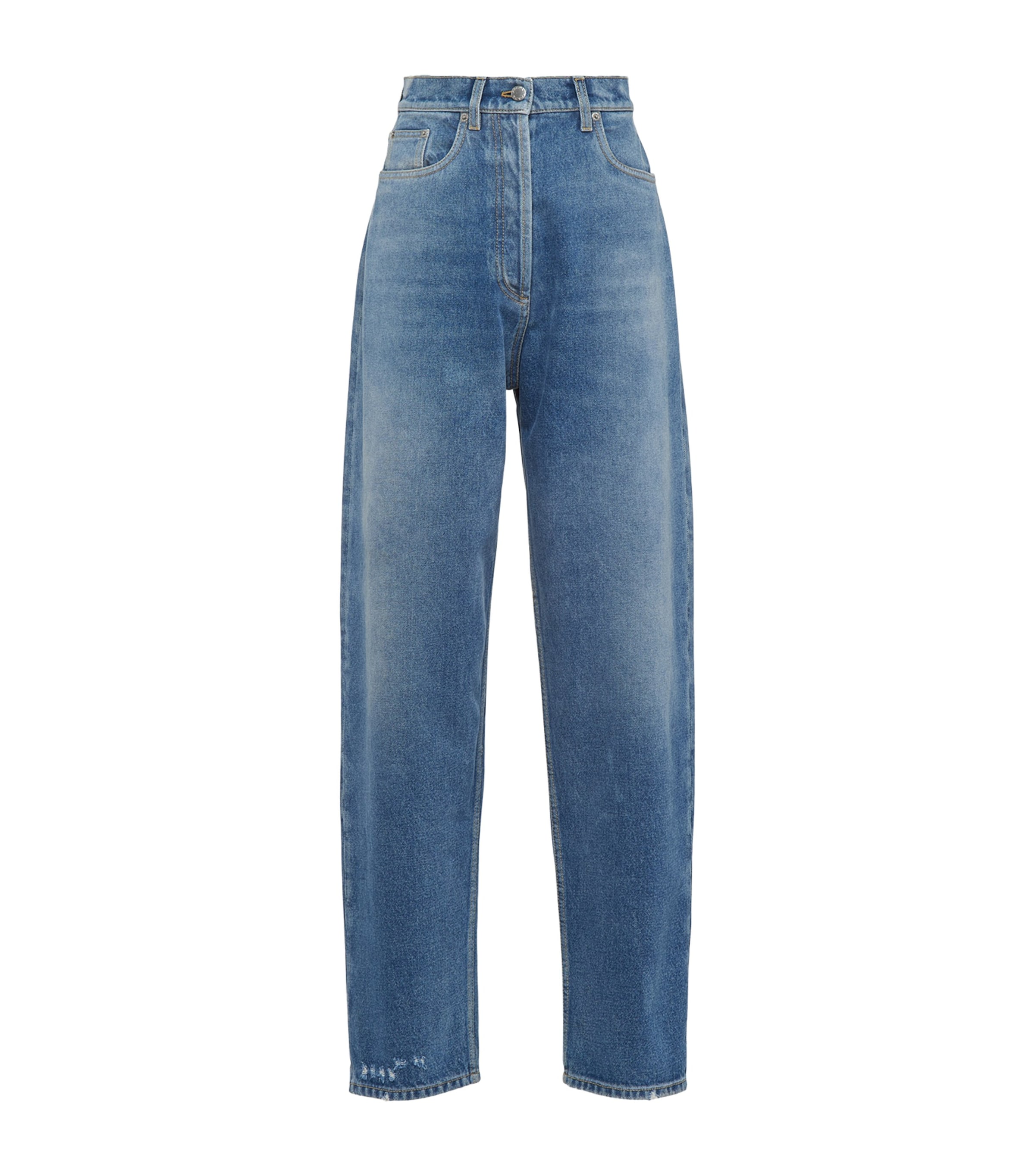 Prada Womens Triangle Wide-Leg Jeans