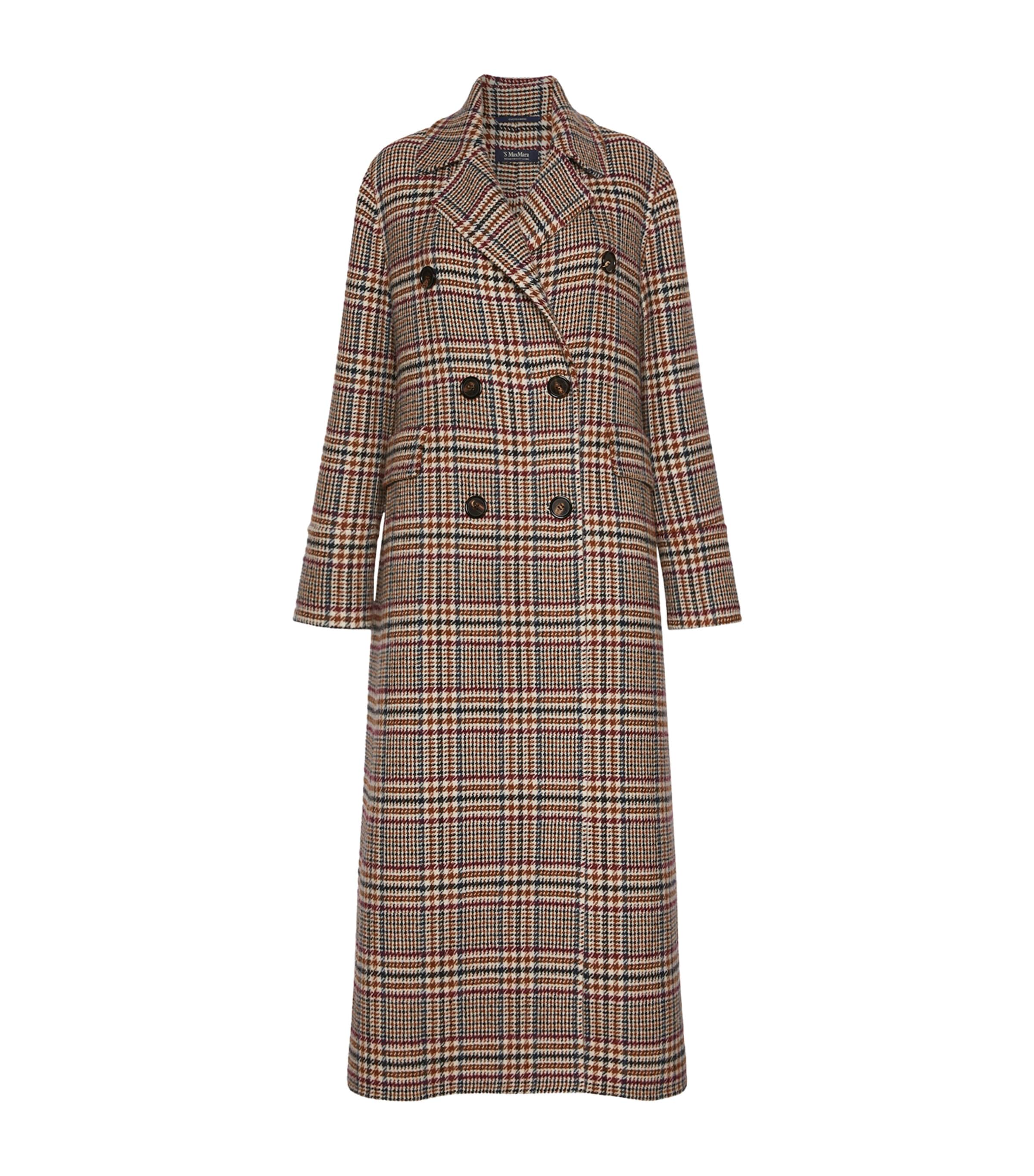 Max Mara Womens Virgin Wool Check Trench Coat Ultramarine