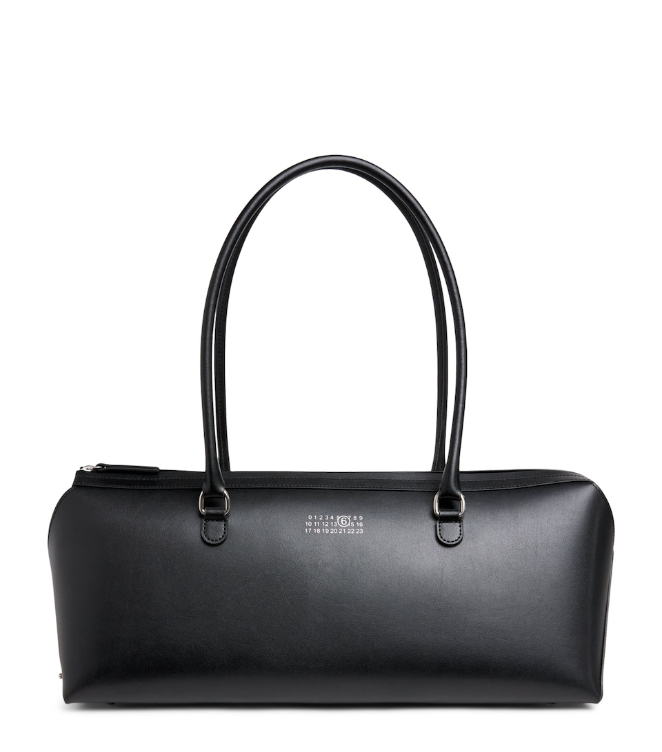 MM6 Maison Margiela Large Leather Bauletto Shoulder Bag Black