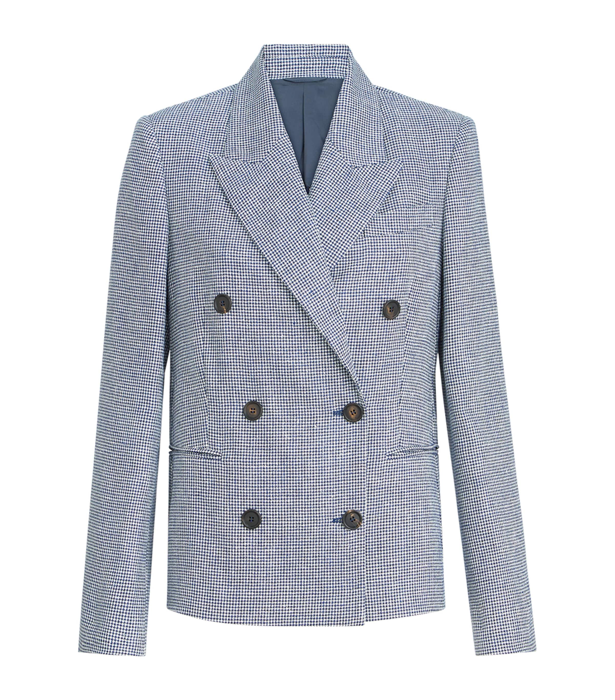 Houndstooth Double-Breasted Blazer
