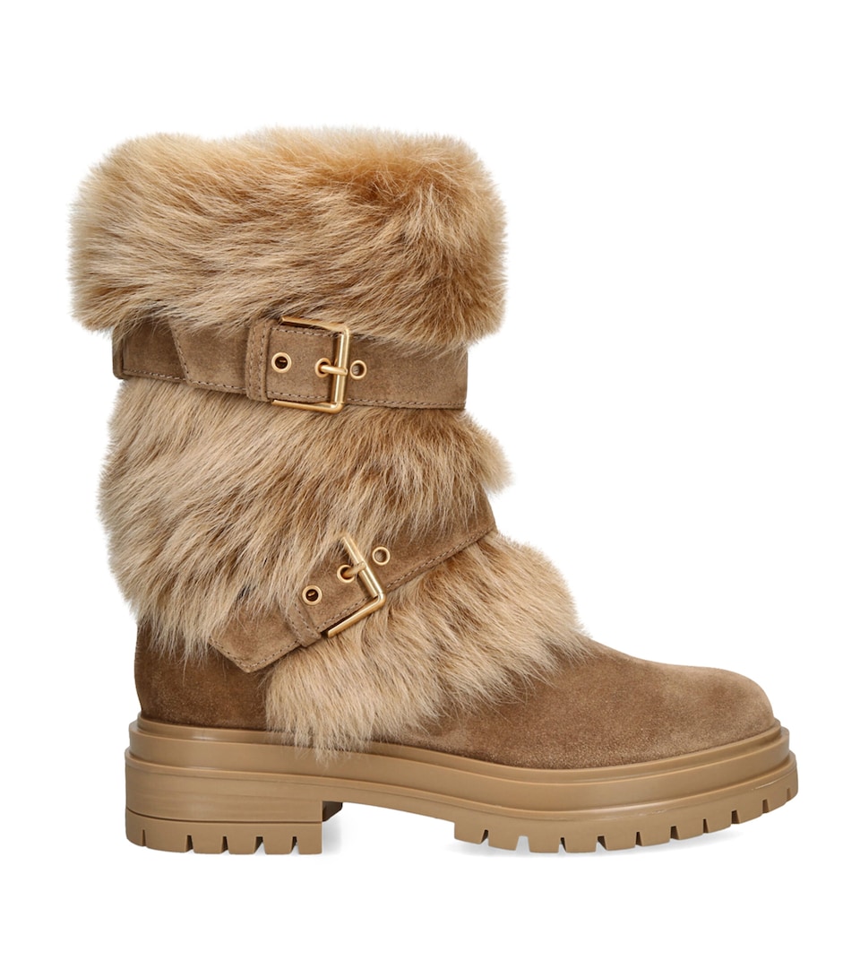 Shearling-Trim Maverick Biker Boots 40