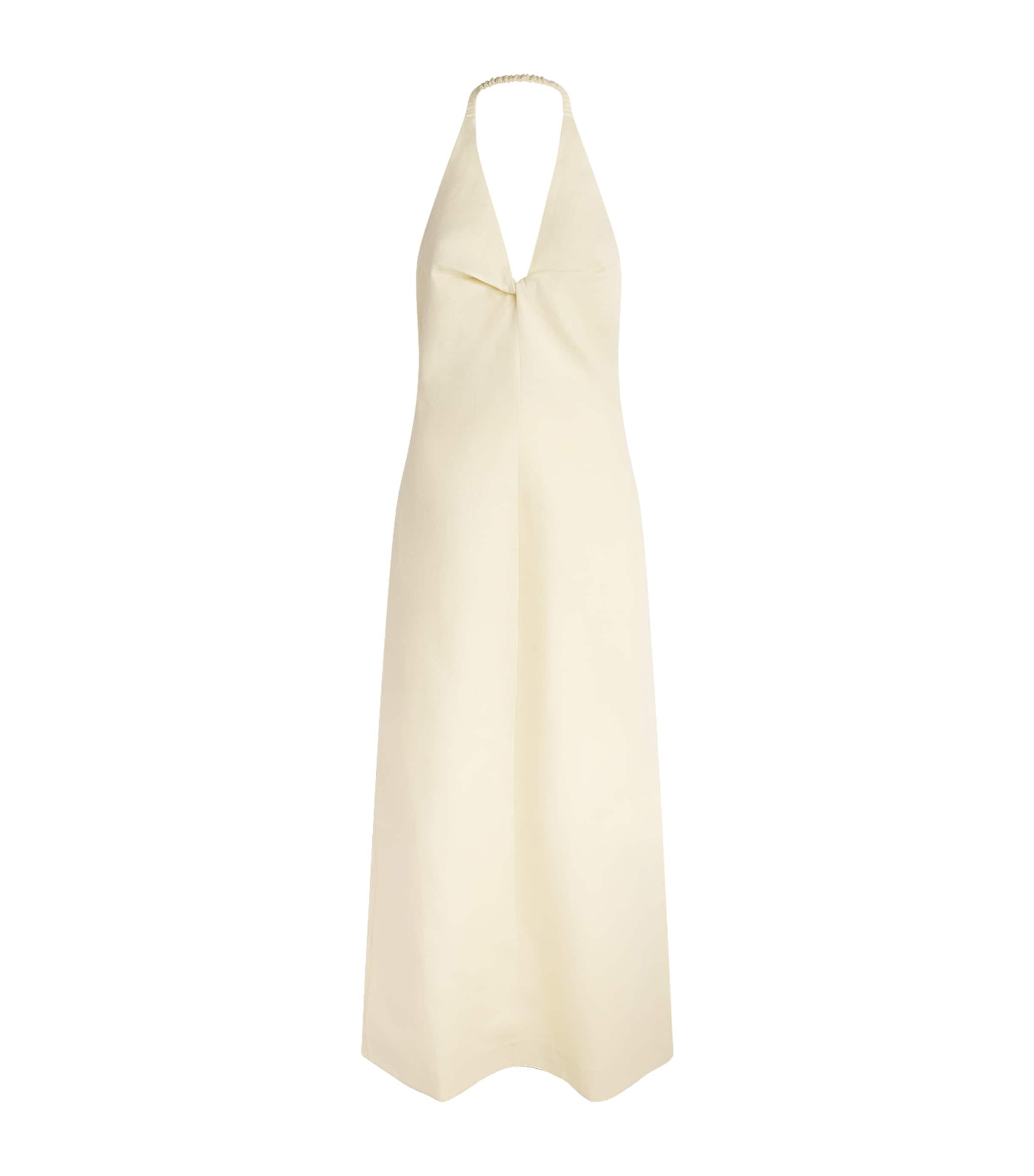 SIR. Womens Linen Halterneck Aria Maxi Dress Butter