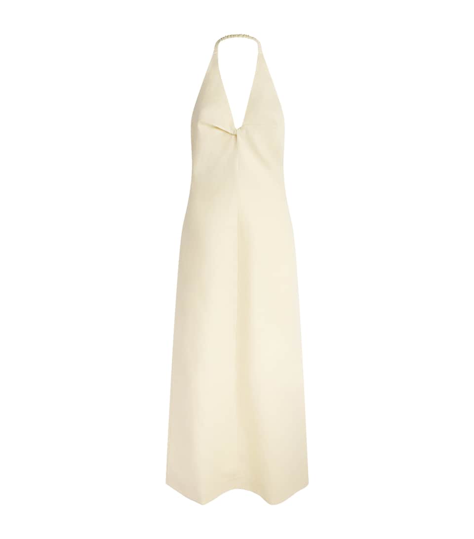 SIR. Womens Linen Halterneck Aria Maxi Dress Butter