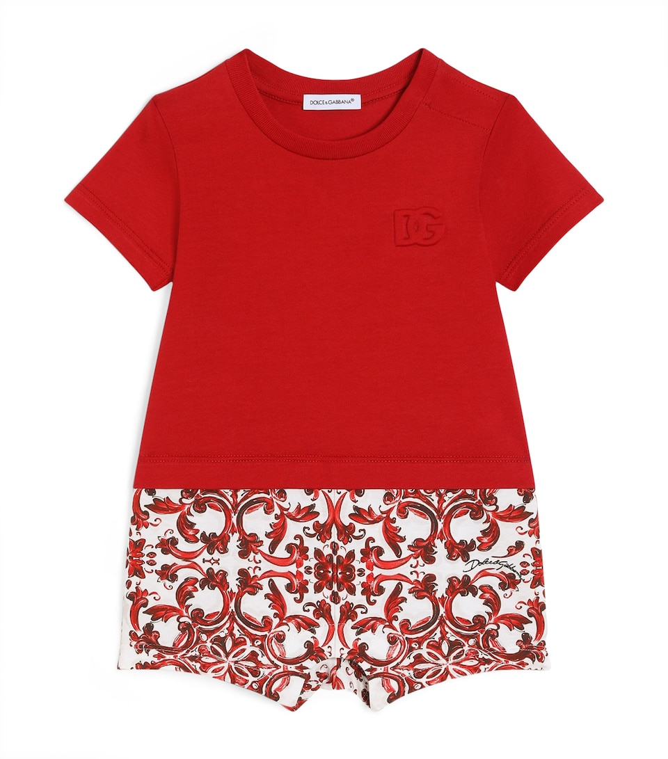 Dolce&Gabbana Kids Cotton Majolica Bodysuit (3-24 Months) Combined Colou
