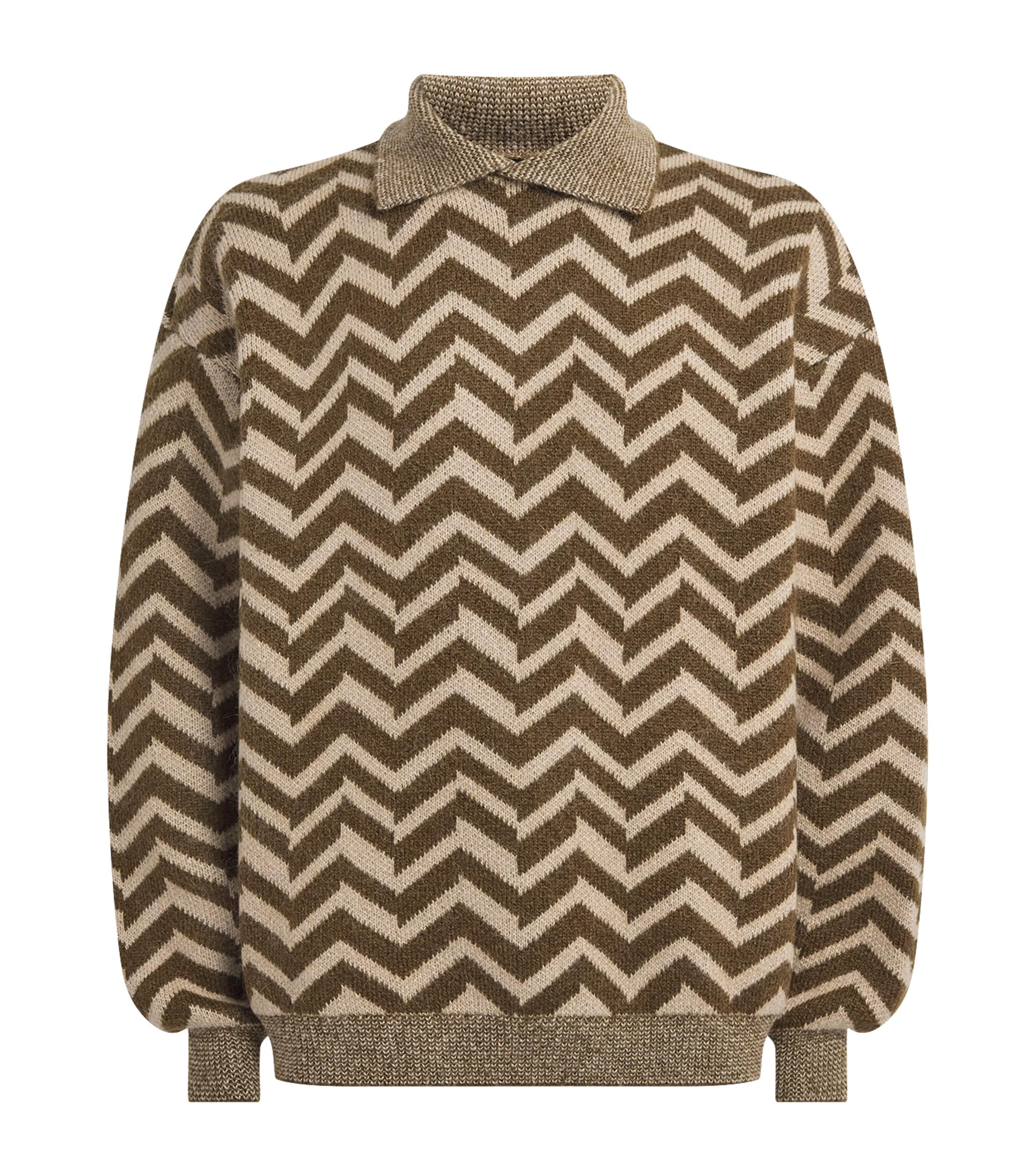 Wool-Blend Chevron Jacquard Sweater