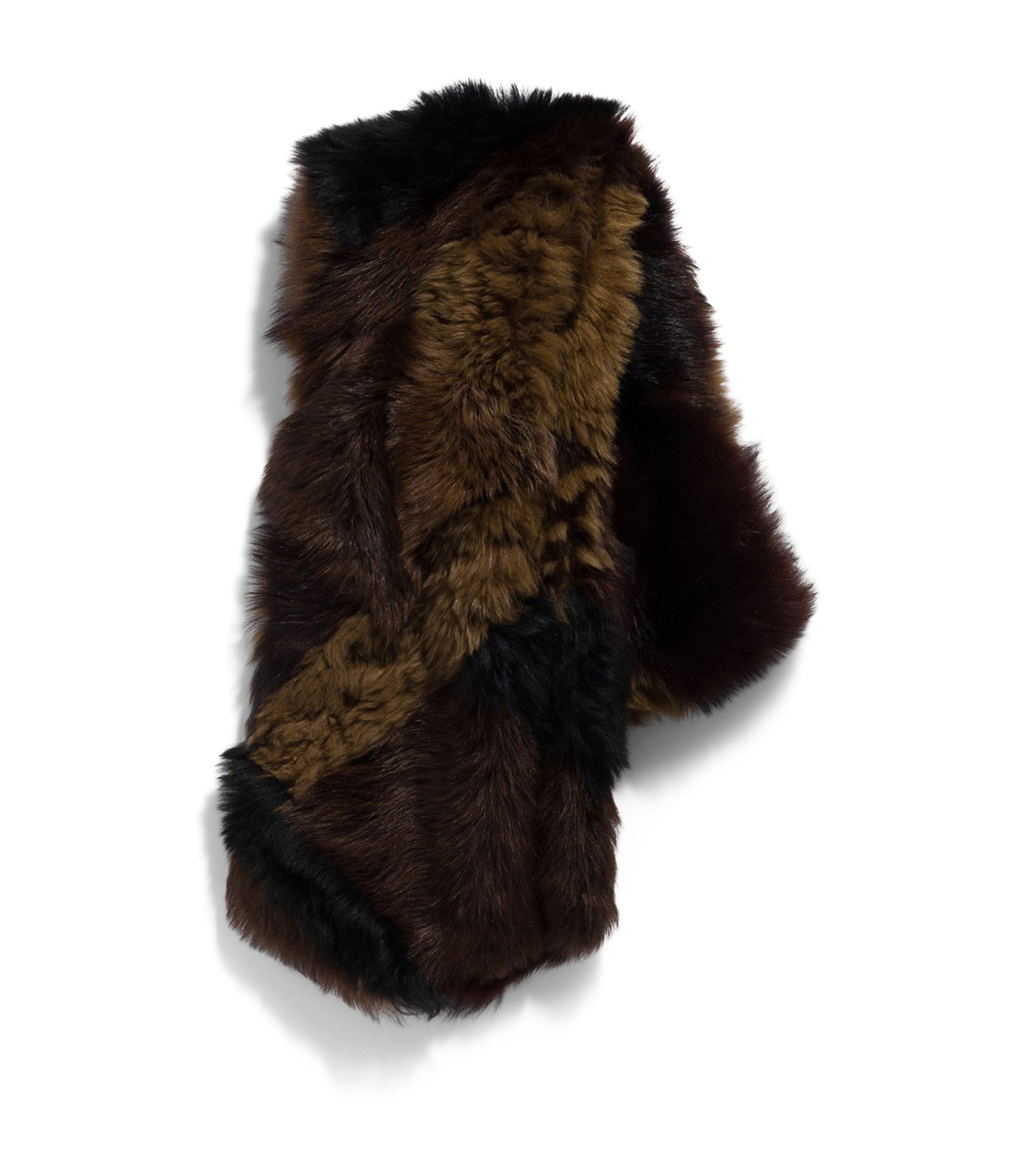 Miu Miu Shearling Patchwork Stole Brown