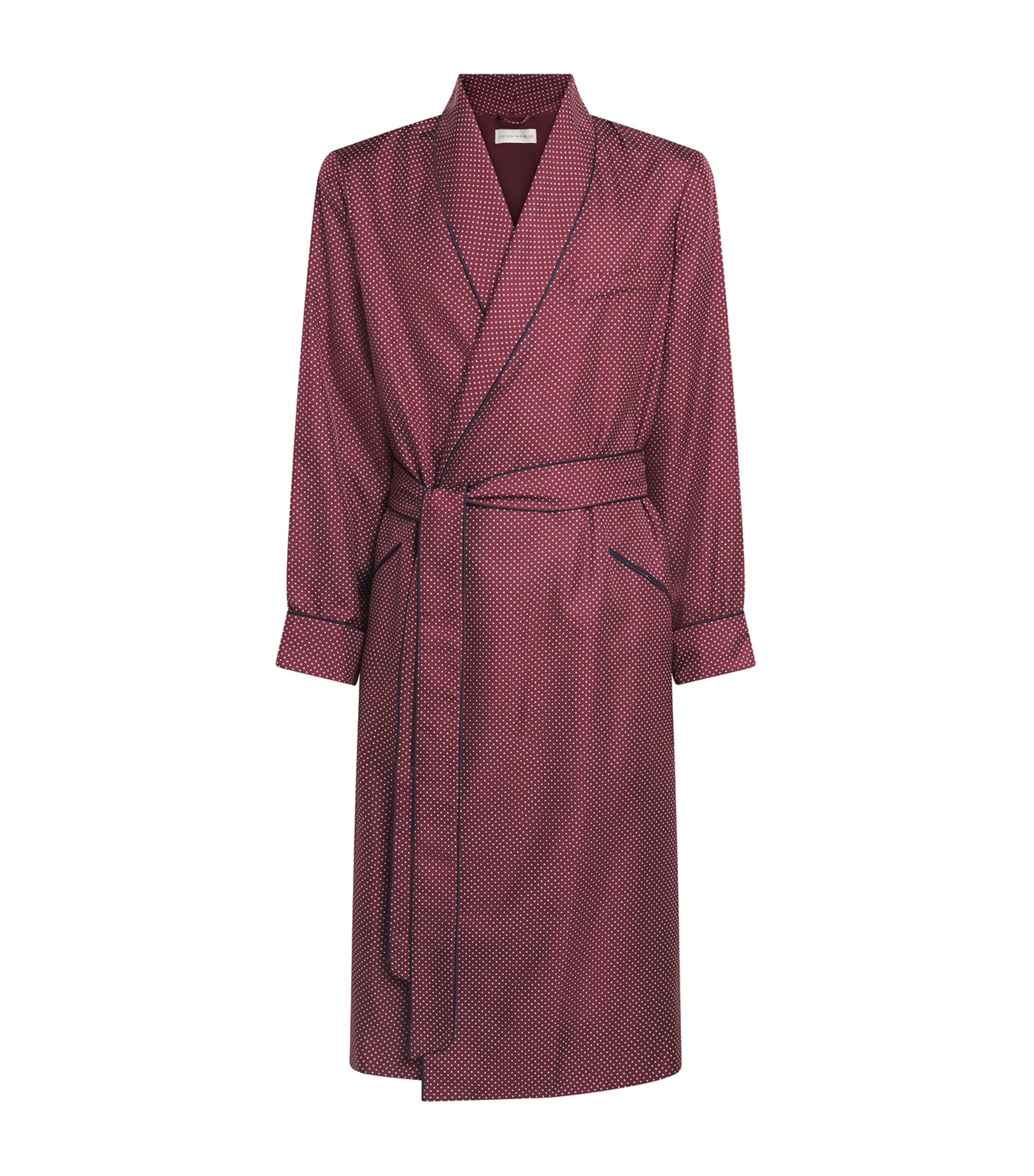 Olivia von Halle Mens Silk Twill Polka Dot Mescal Robe Bastien