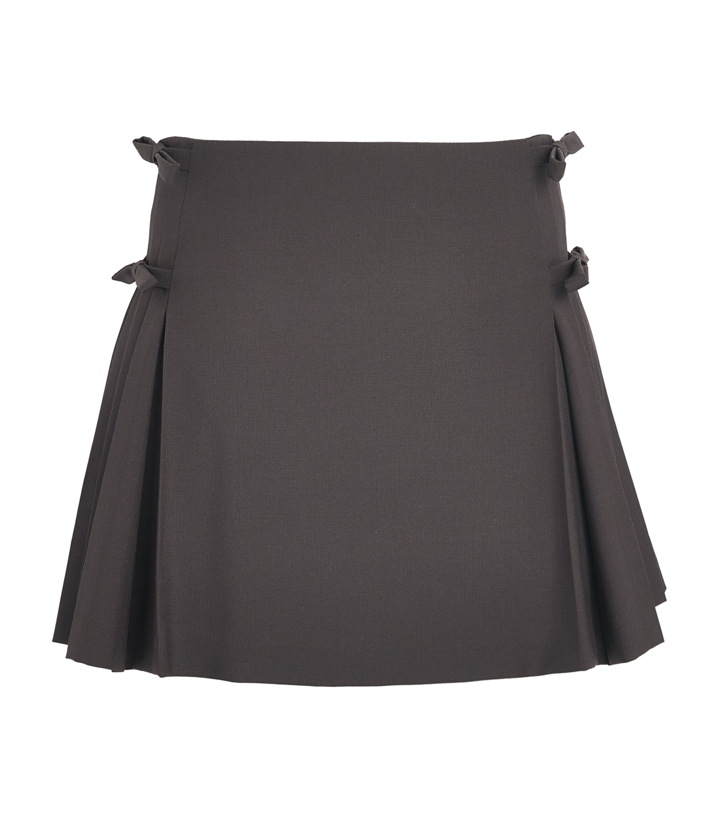 Sandro Paris Womens Side-Bow Pleated Mini Skirt Brown