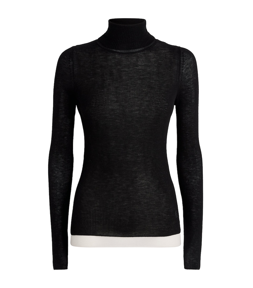 Wool Contrast-Trim Rollneck Sweater