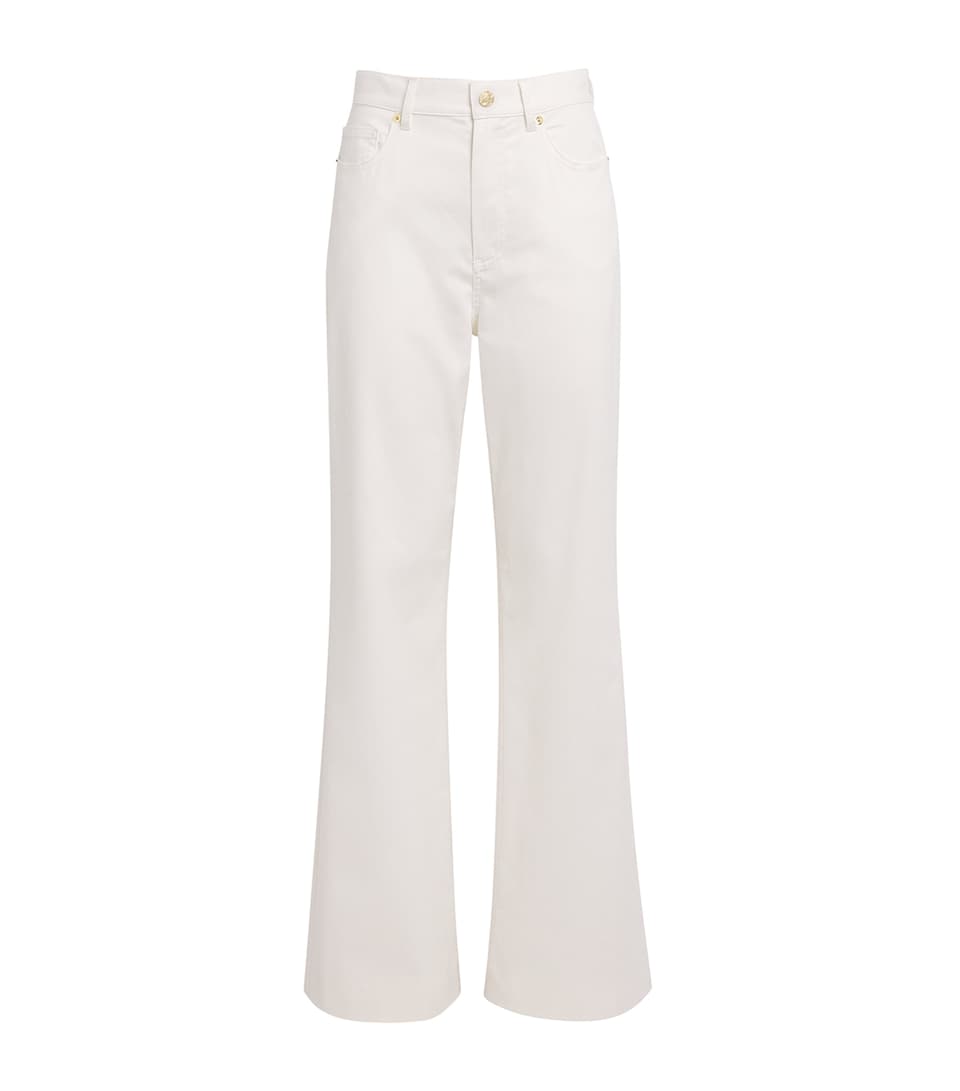 RETORI Womens Stretch-Cotton Gabardine Straight Trousers White