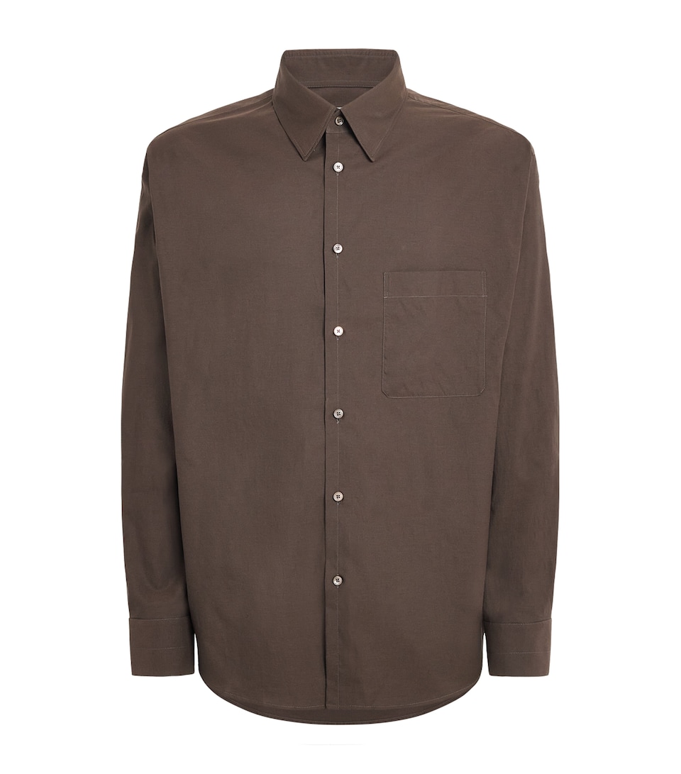 Lemaire Mens Cotton-Silk Shirt Truffle