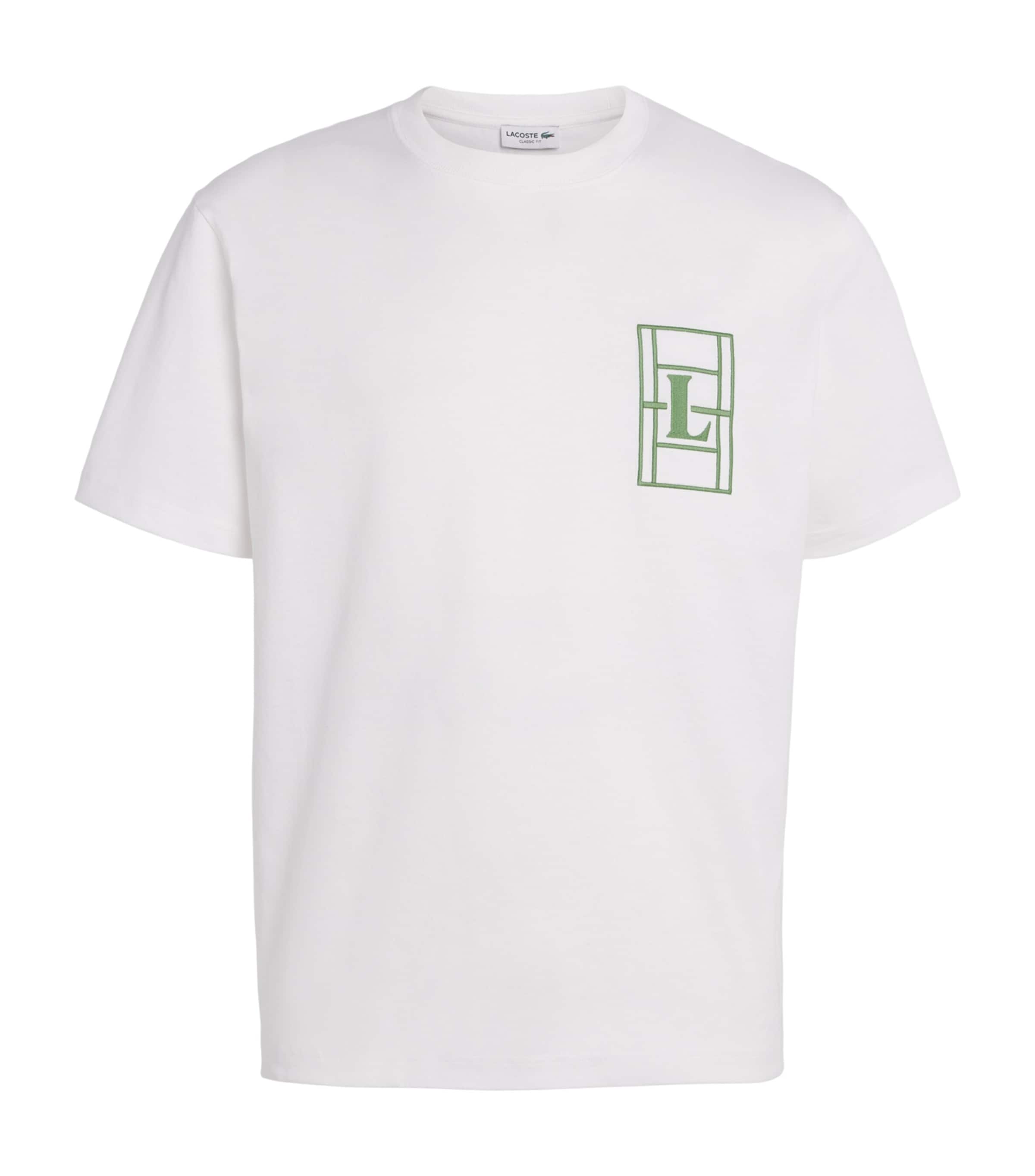 Lacoste Mens Cotton Jersey Tennis-Embroidered T-Shirt White