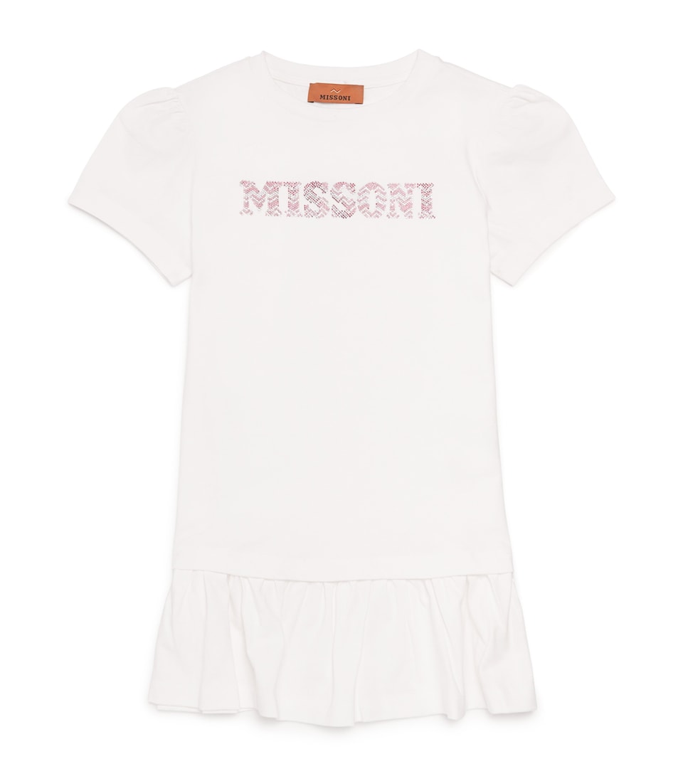 Cotton Logo Embellished Dress (4-14 Years)