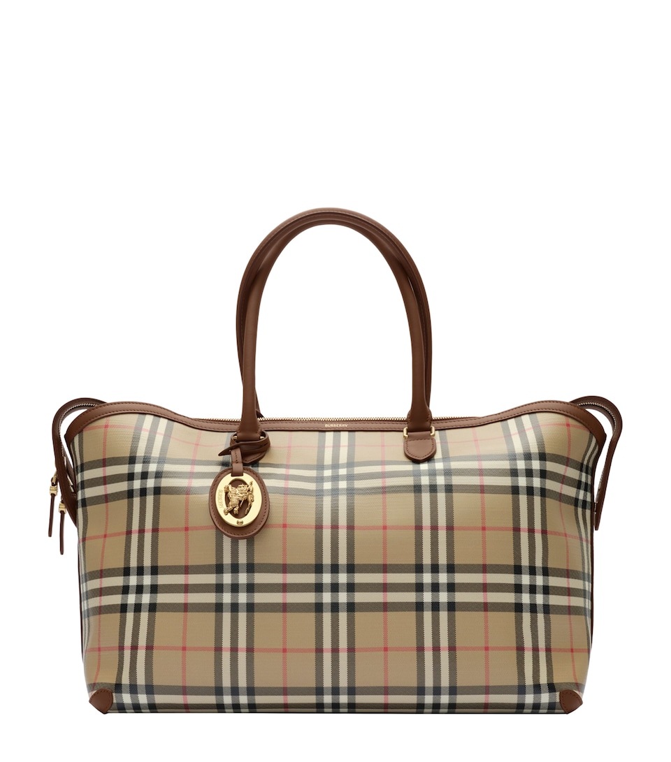 Burberry Medium Check Zipped Tote Bag Archive Beige