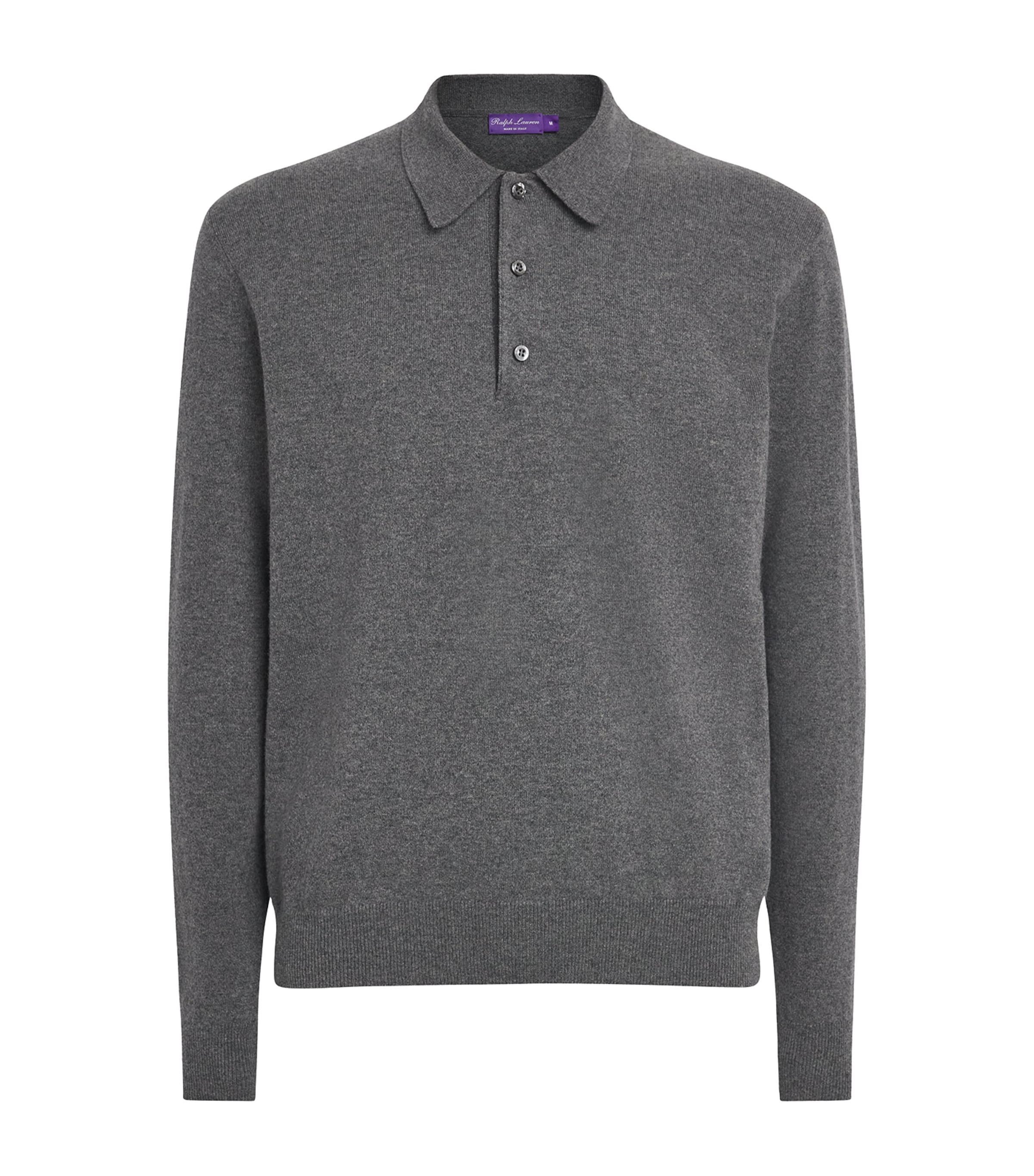 Ralph Lauren Purple Label Mens Cashmere Polo Sweater Medium Grey Melange