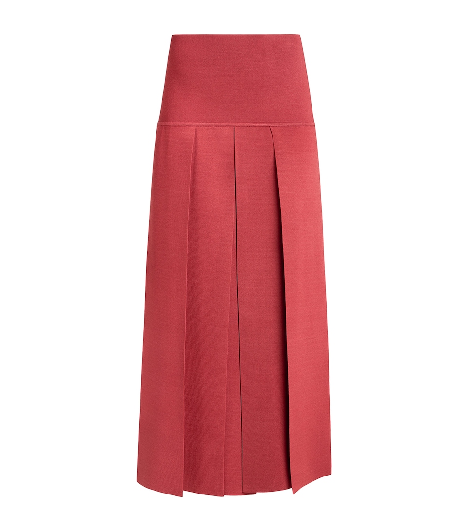 Alaïa Womens Pleated Midi Skirt Pompeii Red